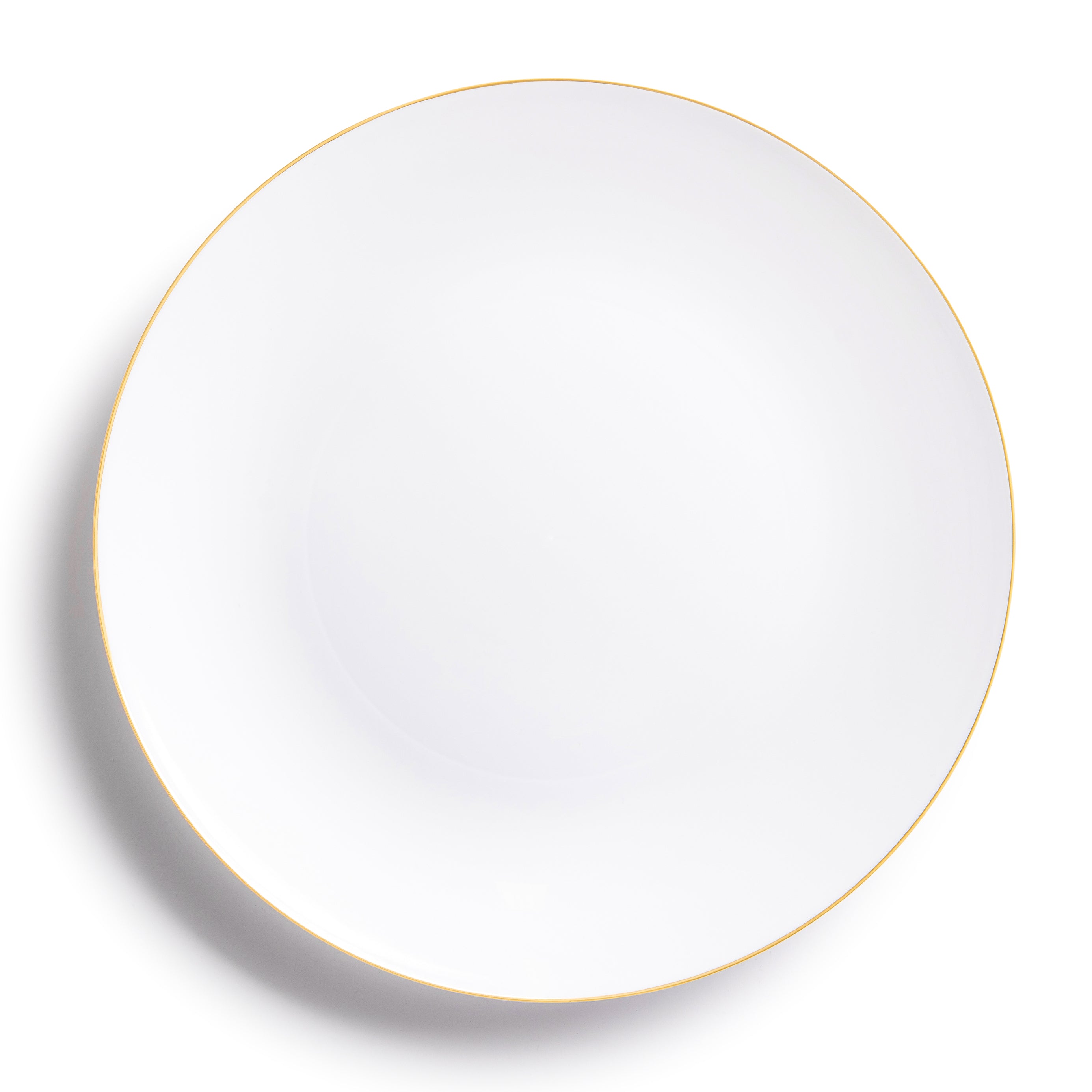 Elegant White & Gold Round Plastic Plates - 10 Inch Disposable Dinnerware for Parties, Weddings & Events - Durable & Stylish Tableware for Home, Catering & Outdoor Gatherings