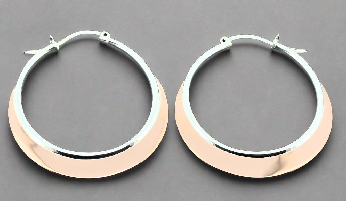 Large Hoop Earrings - Copper & Silver Dangle Earrings for Women | Boho Chic Jewelry for Everyday Wear & Special Occasions