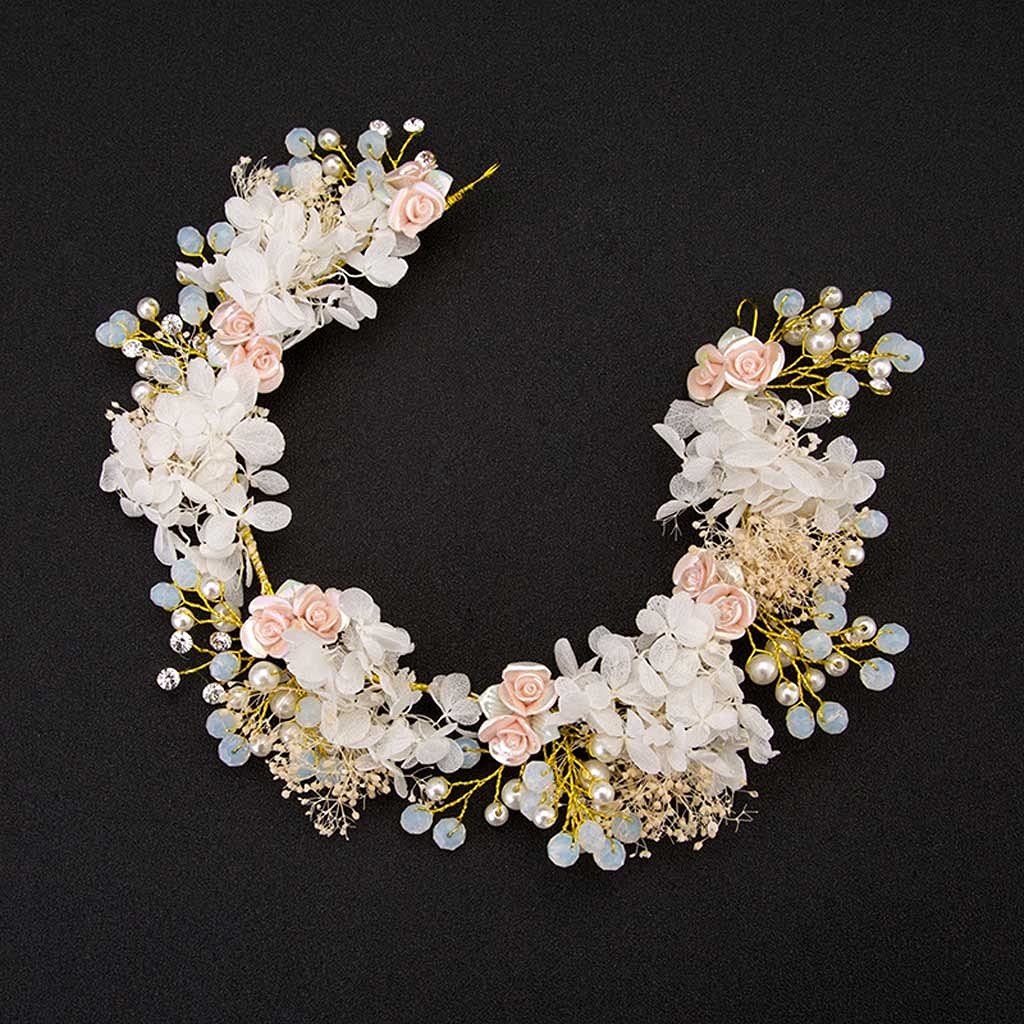 Elegant Crystal Pearl Wedding Hair Belt - Bridal Hair Accessories for Bride, Headbands & Headdress with Flower Jewelry - Perfect for Weddings, Prom, Parties & Special Occasions