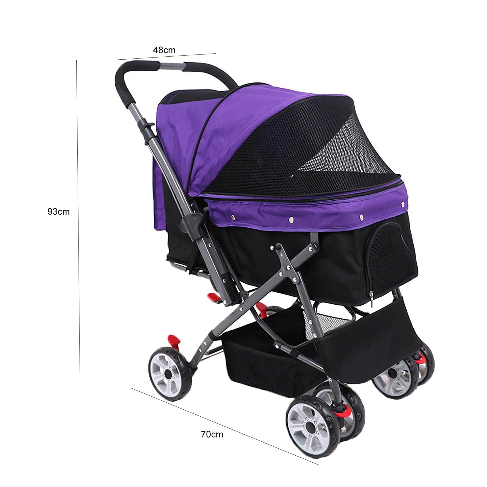 4-Wheel Pet Stroller for Small to Medium Dogs & Cats - Foldable Travel Carrier with Storage Basket & Removable Liner | Perfect for Outdoor Walks, Vet Visits & Shopping Trips