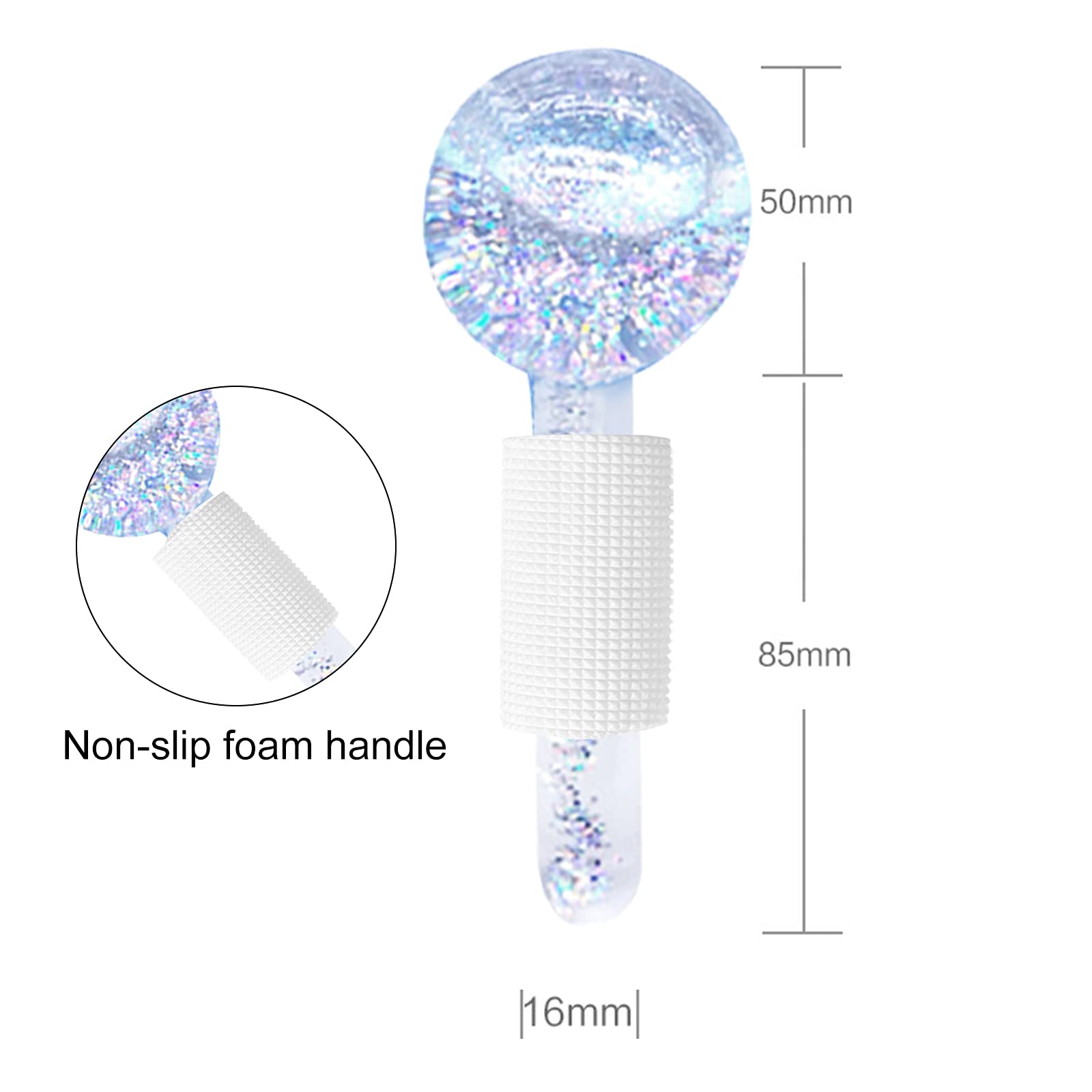 Lechnical 2PCS Facial Ice Globes & Ice Roller - Cold & Hot Therapy Crystal Glass Balls for Face Massage, Redness Soothing & Wrinkle Reduction | Perfect for Morning Skincare Routine, Post-Workout Recovery & Spa Relaxation