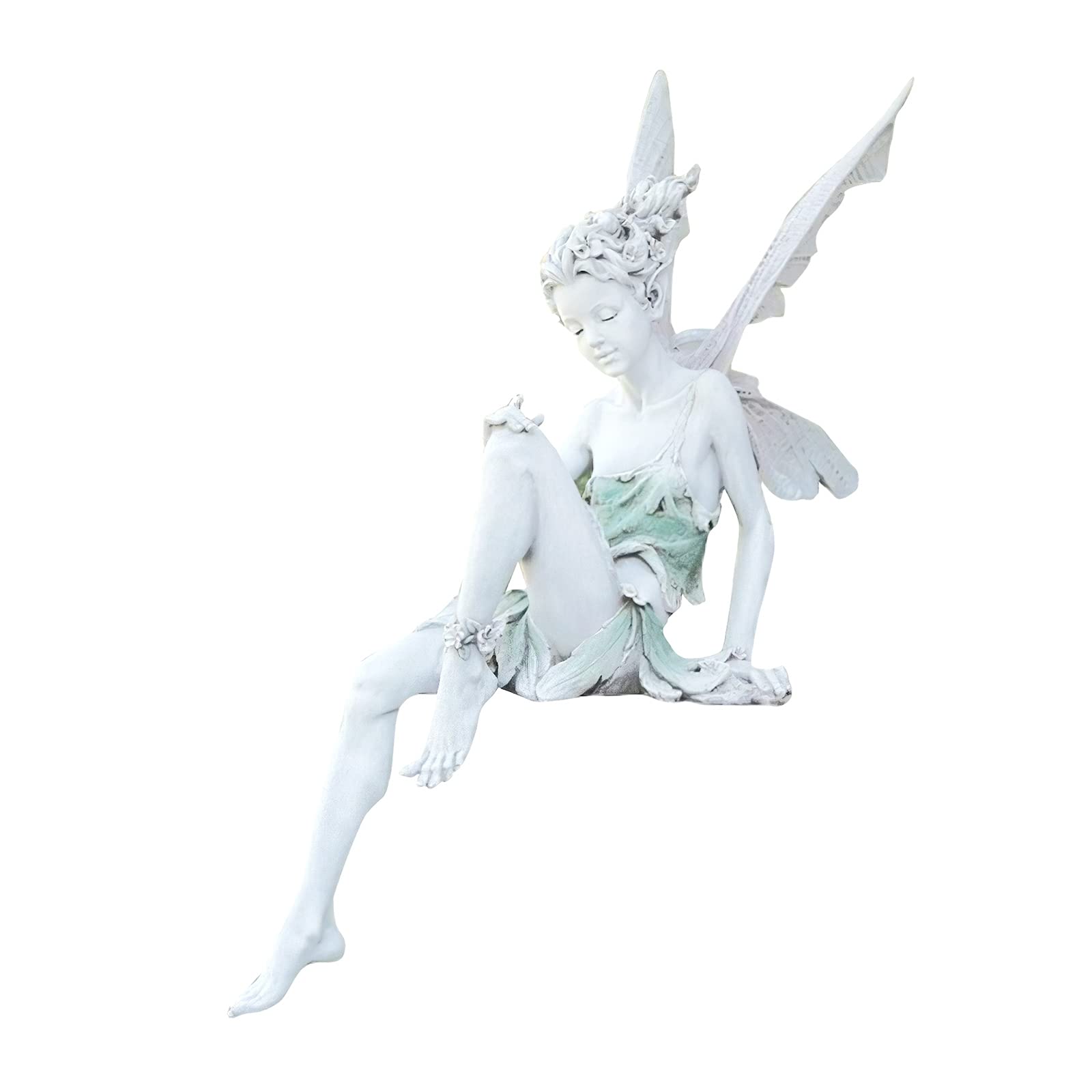BNNP White Resin Fairy Statue - 18cm Outdoor Garden Decor, Patio Ornament, Porch Sculpture for Yard & Backyard Landscaping - Perfect for Fairy Gardens, Flower Beds & Home Decoration