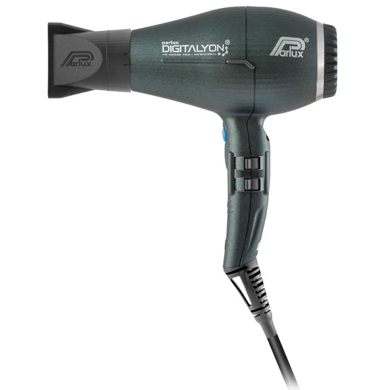 Parlux Digitalyon Anthracite Professional Hair Dryer with Slim Straightening Nozzle - 2 Speeds, 4 Heat Settings & Cool Shot for Frizz-Free Straight Hair - Ultra Quiet for Salon-Quality Styling at Home, Travel & Daily Use