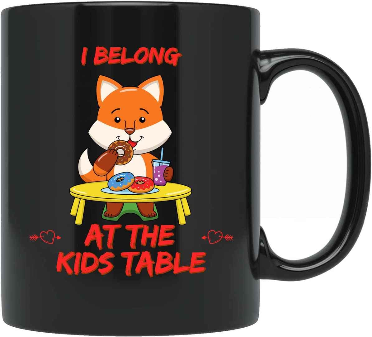 Funny Sarcastic Coffee Mug - Personalized 'I Belong At The Kids Table' Tea Cup for Adults | Perfect Gift for Office, Home & Parties | Humorous Gift for Friends & Family