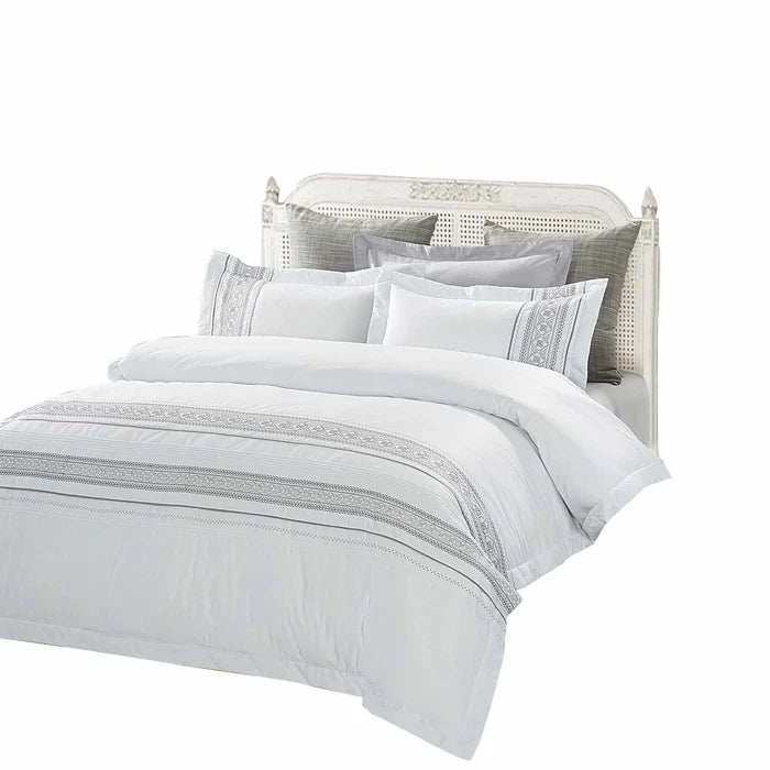 Premium Burlington Cotton Embroidered Duvet Cover Set - Soft Bedding for Master Bedroom, Guest Room & Luxury Hotels (King/Queen Size)