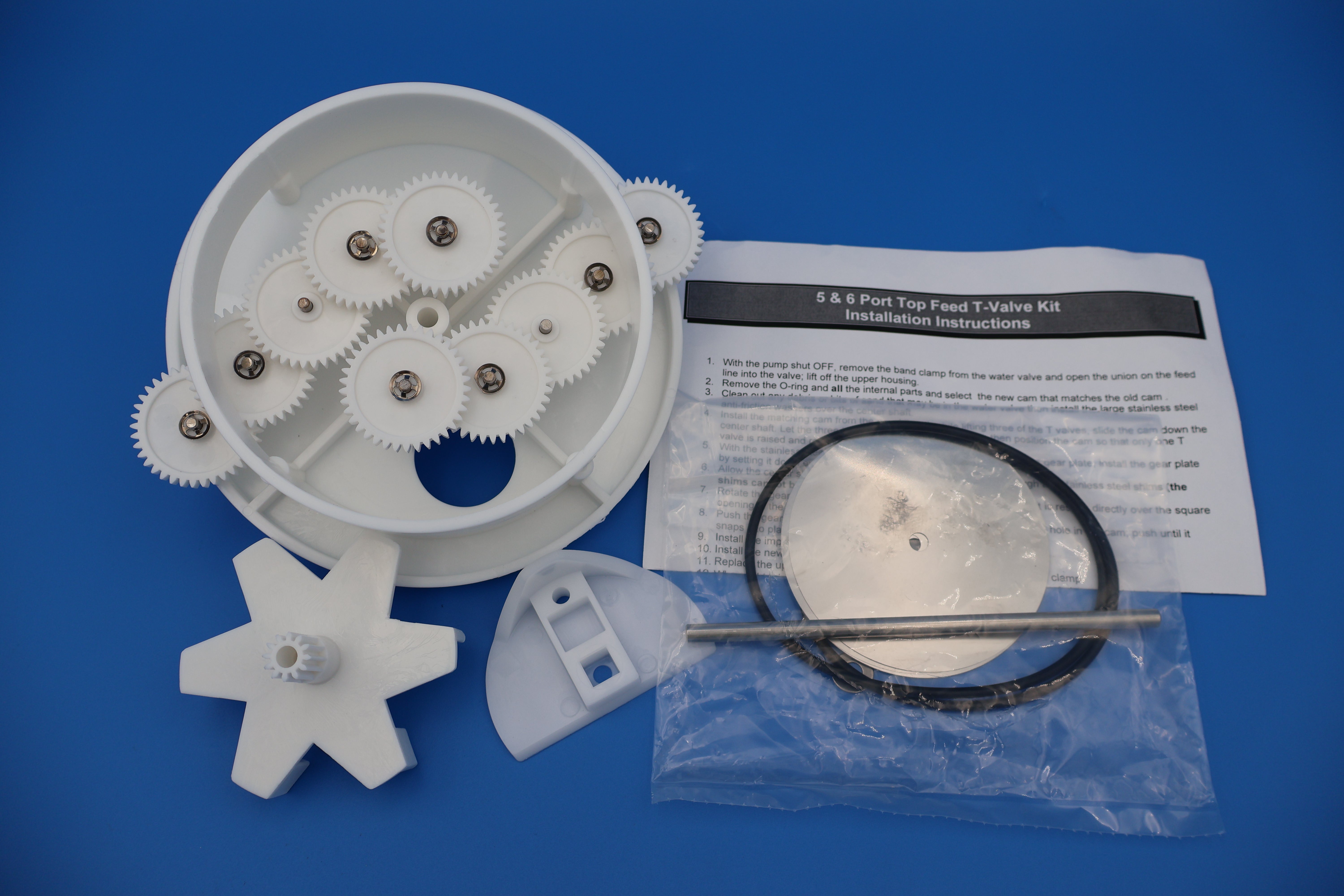 Pentair In Floor (A&A) Top Feed Complete 6 Port T Valve Rebuild Gear Kit 230068 540269 - Pool Cleaning & Maintenance Replacement Parts for Inground Swimming Pools