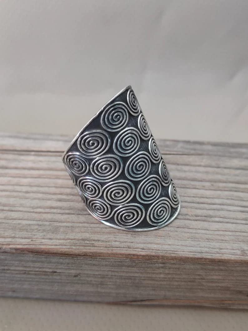 Handmade 925 Sterling Silver Band Ring - Unisex Statement Ring for Men & Women - Wide Boho Hippie Thumb Ring - Perfect Gift for Her - Durable Sterling Jewelry for Everyday Wear, Parties & Special Occasions