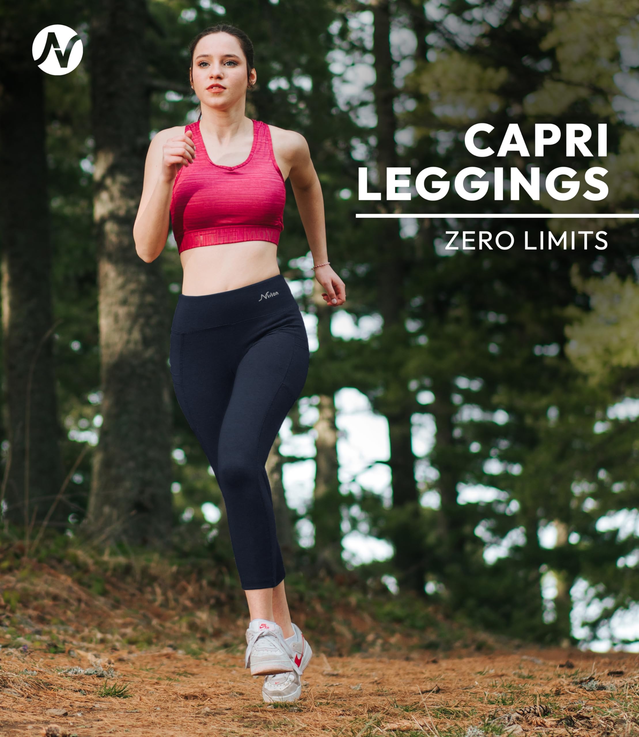 Breathable High Waisted Capri Leggings with Pockets for Women - Nirlon Workout Yoga Running Leggings | Perfect for Gym, Travel & Casual Wear