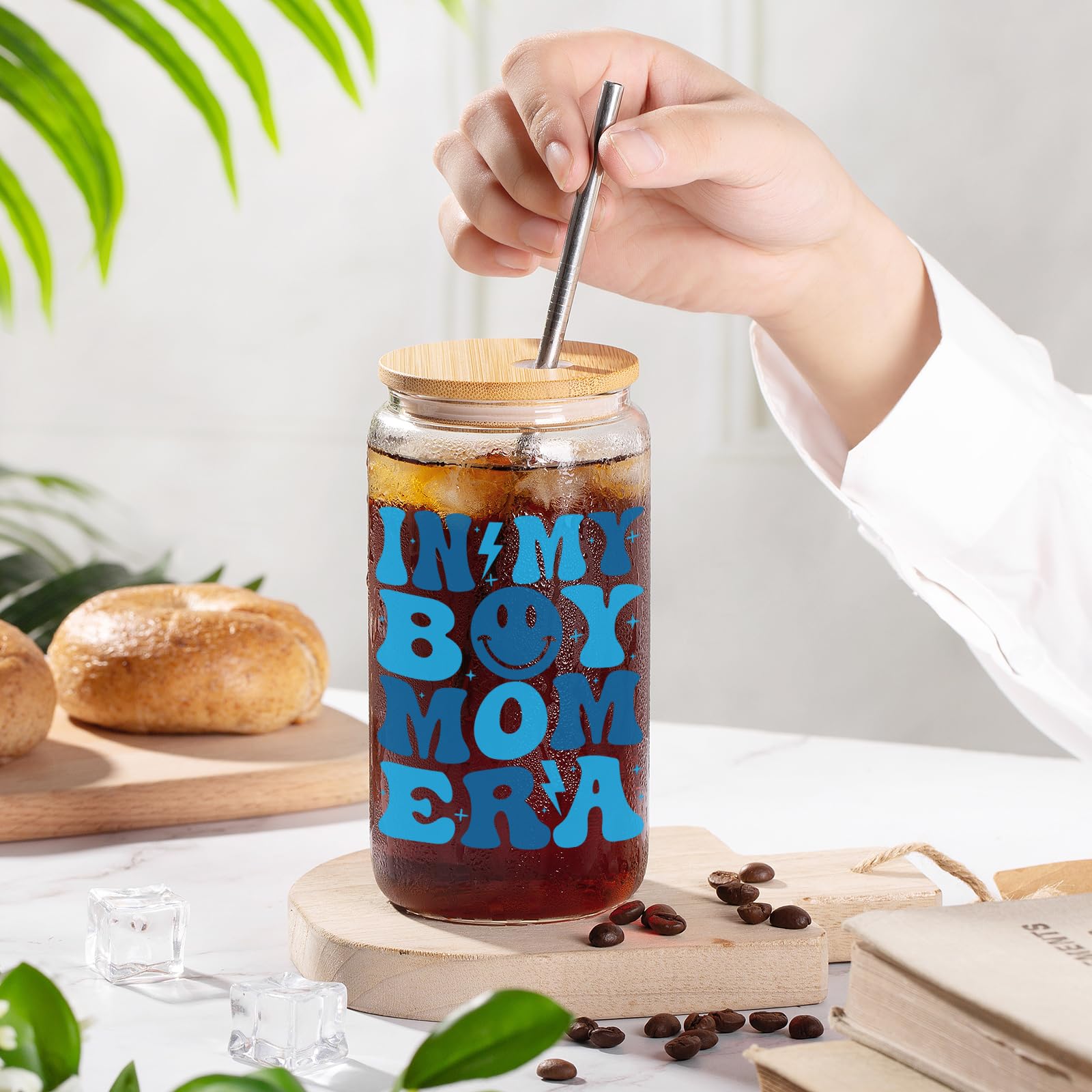 16 oz Iced Coffee Cup - Perfect Boy Mom Gift for New Moms, Postpartum Care, Pregnancy & Baby Showers - Great Birthday & Christmas Present for Expecting Mothers - Ideal for Coffee Lovers & Busy Moms On-The-Go