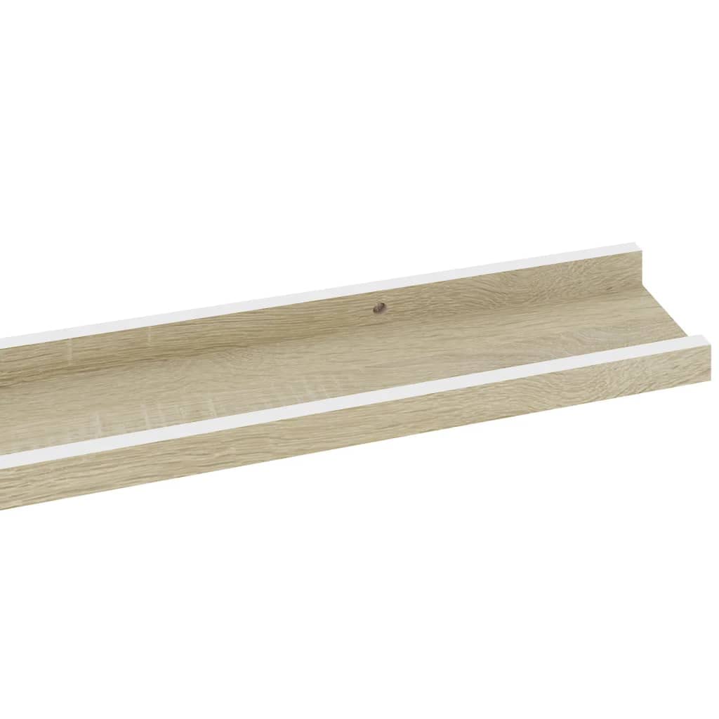 2-Pack White & Sonoma Oak Floating Wall Shelves - 45.3