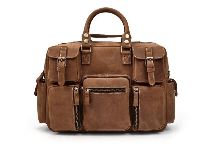 Premium Leather Travel Duffle Bag - Waterproof Weekender Luggage for Men & Women - Perfect for Gym, Business Trips & Weekend Getaways