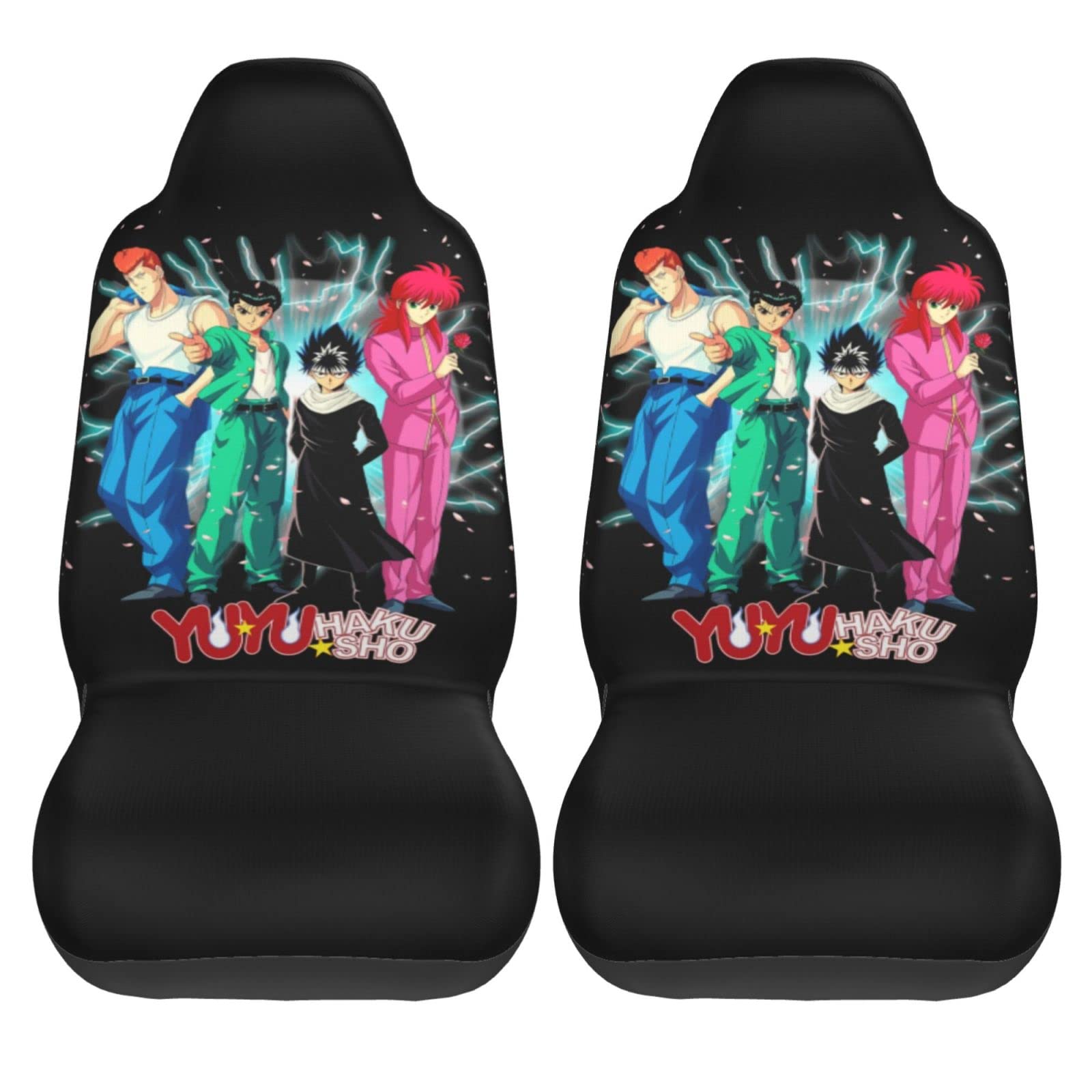 Yu Yu Hakusho Anime Car Seat Covers Full Set (2-Piece) - Universal Fit for Most Cars, SUVs & Trucks | Waterproof Seat Protectors for Automotive Interior Protection | Perfect for Anime Fans, Road Trips & Daily Commute