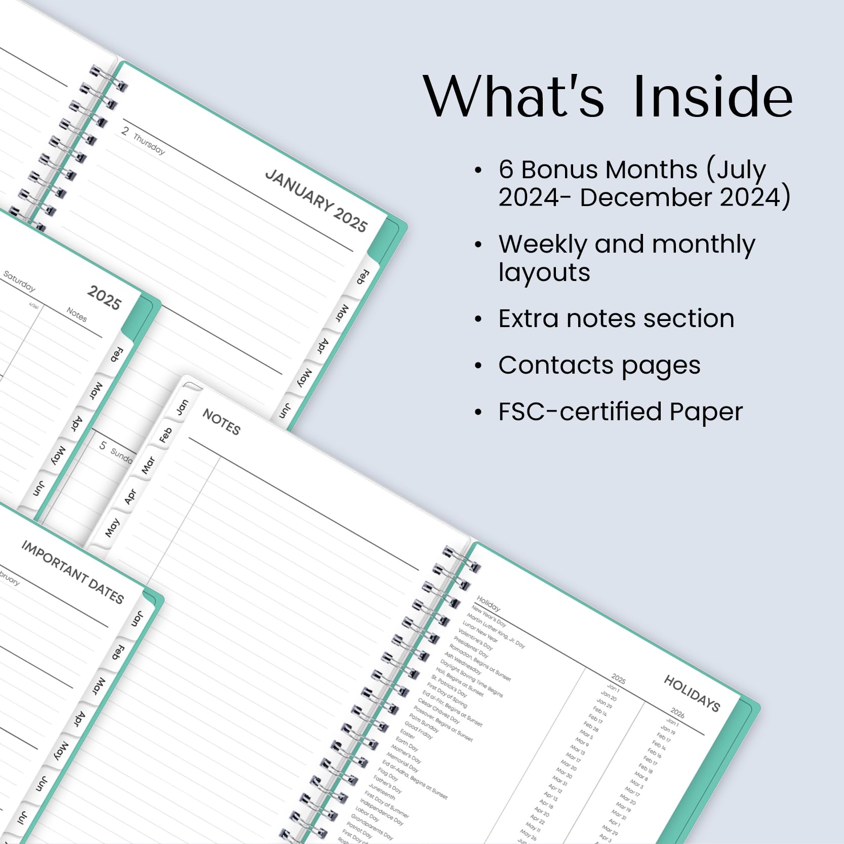 Blue Sky 2025 Weekly & Monthly Planner - January to December 2025 - 5x8 Inch Academic Planner with Frosted Cover, Laminated Tabs & Wirebound - Perfect for Students, Professionals & Office Use