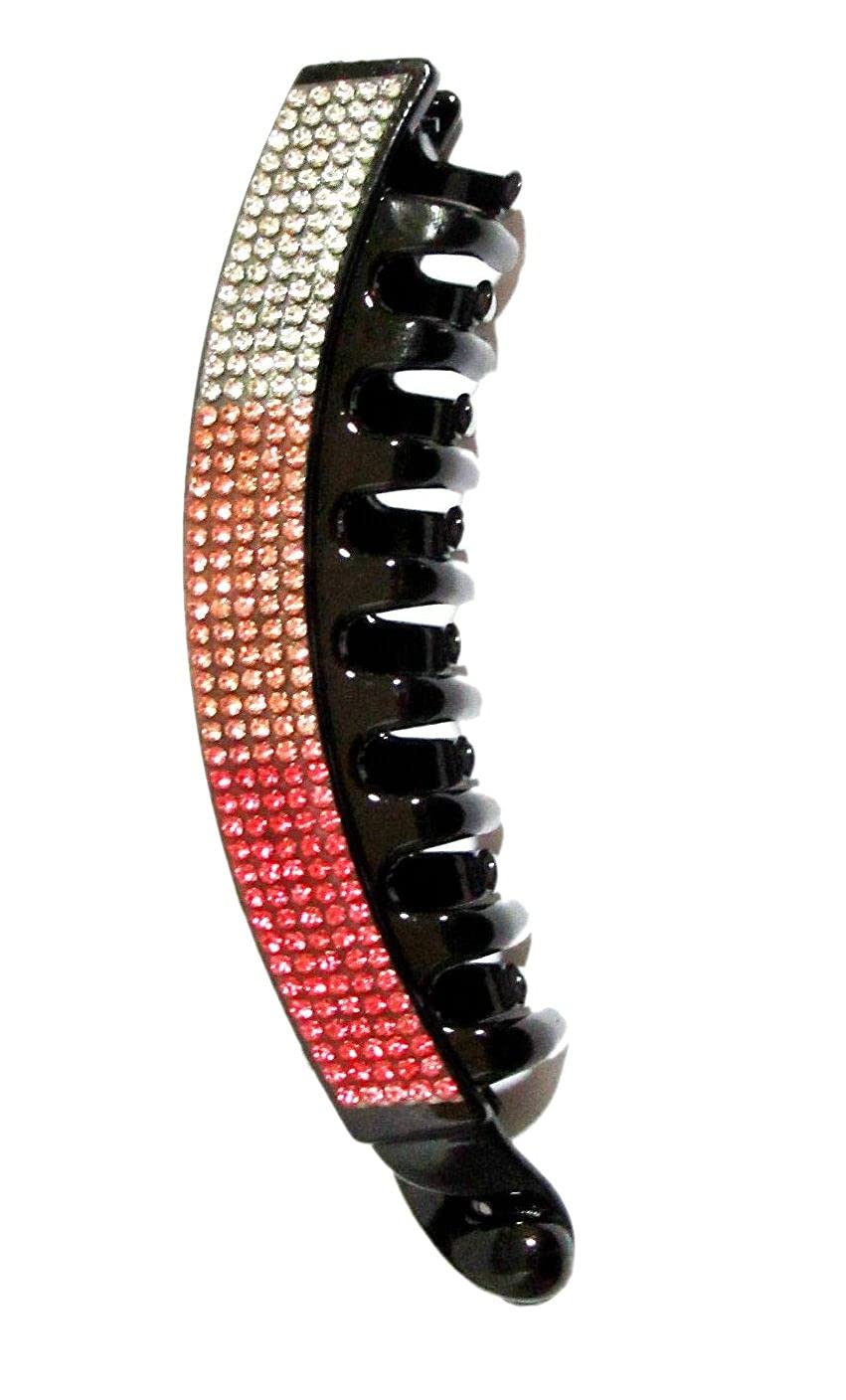 Sparkling Red Rhinestone Banana Hair Clip - Stylish Ponytail Holder for Women | Perfect for Parties, Weddings & Everyday Glam