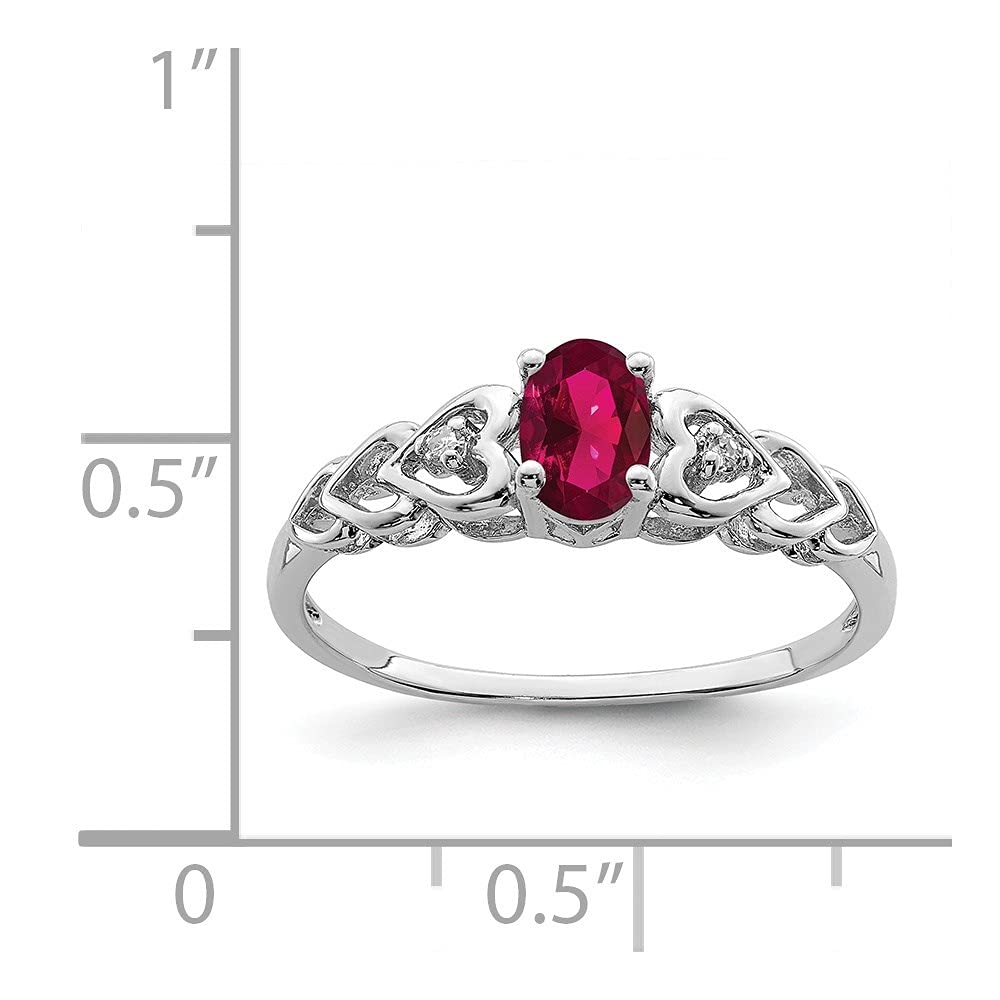 925 Sterling Silver Created Ruby & Diamond Solitaire Ring for Women - Size 7 | Elegant Engagement, Anniversary & Wedding Gift | Perfect for Proposals, Special Occasions & Everyday Luxury