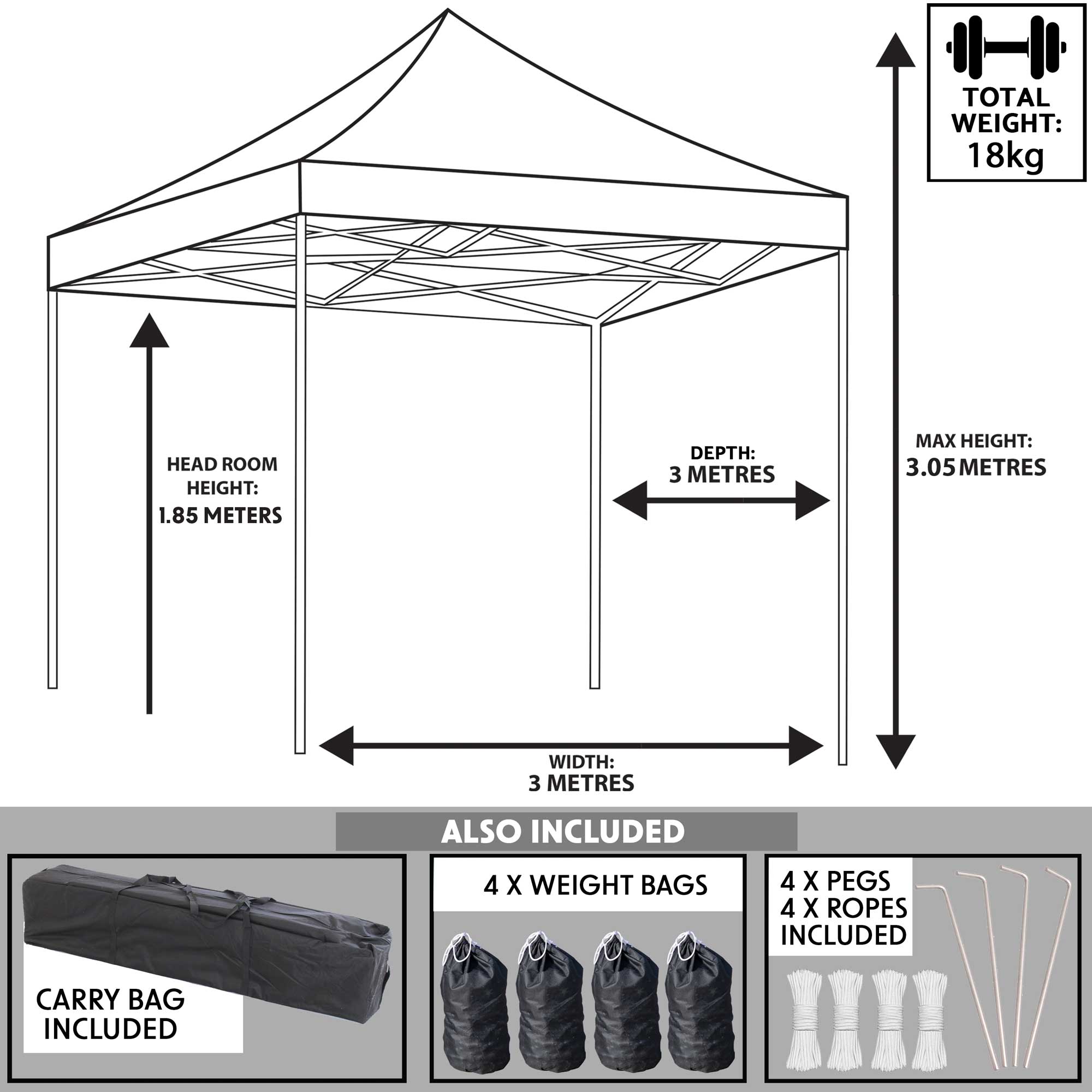 Premium 3x3m Pop Up Gazebo with Carry Bag - Waterproof Outdoor Canopy Tent with Stakes & Weight Bags for Patio, Backyard, Beach & Camping - Beige DG130