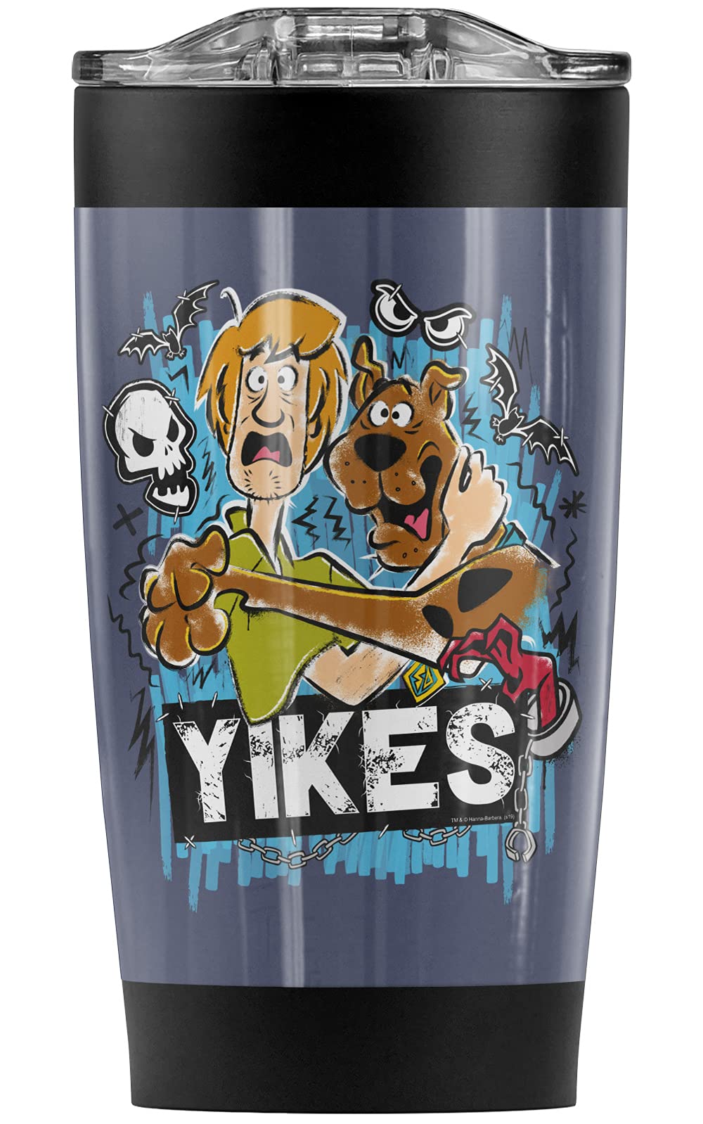 Scooby-Doo Yikes Stainless Steel Tumbler 20oz - Vacuum Insulated Double Wall Coffee Travel Mug with Leakproof Sliding Lid - Keeps Hot & Cold Beverages for Hours - Perfect for Office, Camping, Gym & Car Commute
