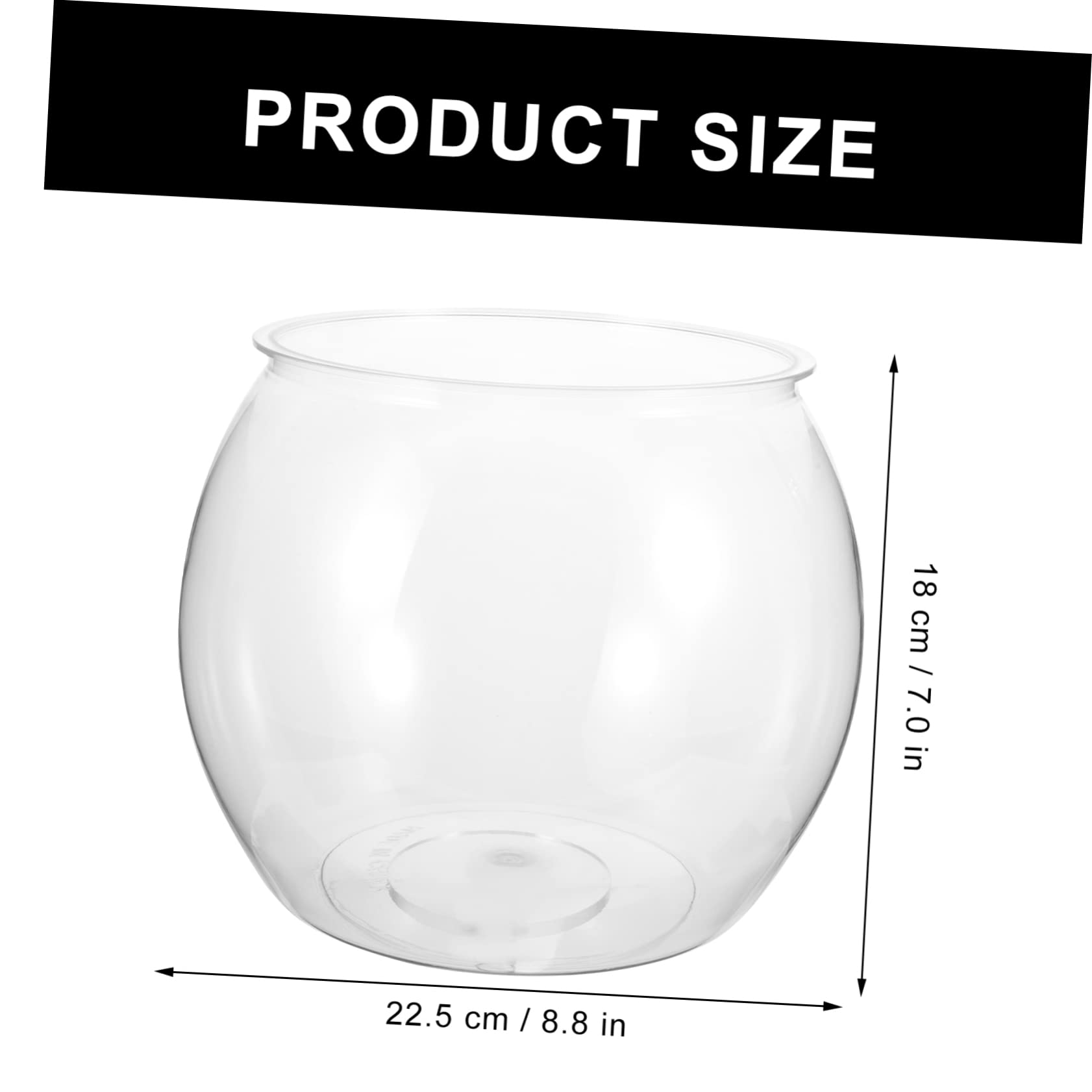 Transparent Round Plastic Fish Bowl - Goldfish Tank, Vase, Terrarium for Office & Home Decor | Perfect for Betta Fish, Small Aquatic Pets, and Succulent Plants