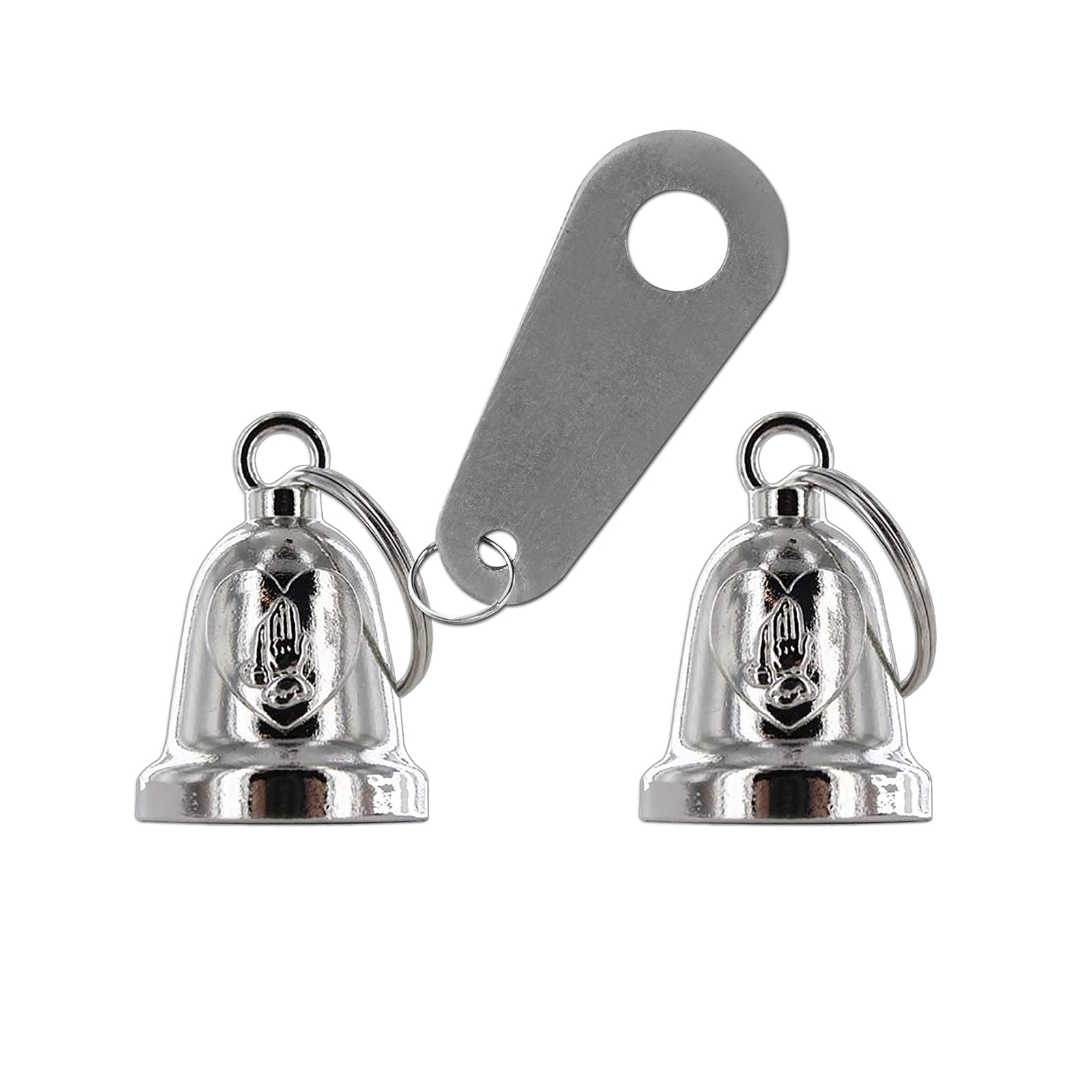 2PCS Motorcycle Biker Bell with Hanger - Silver Lucky Charm for Riders & Keychains
