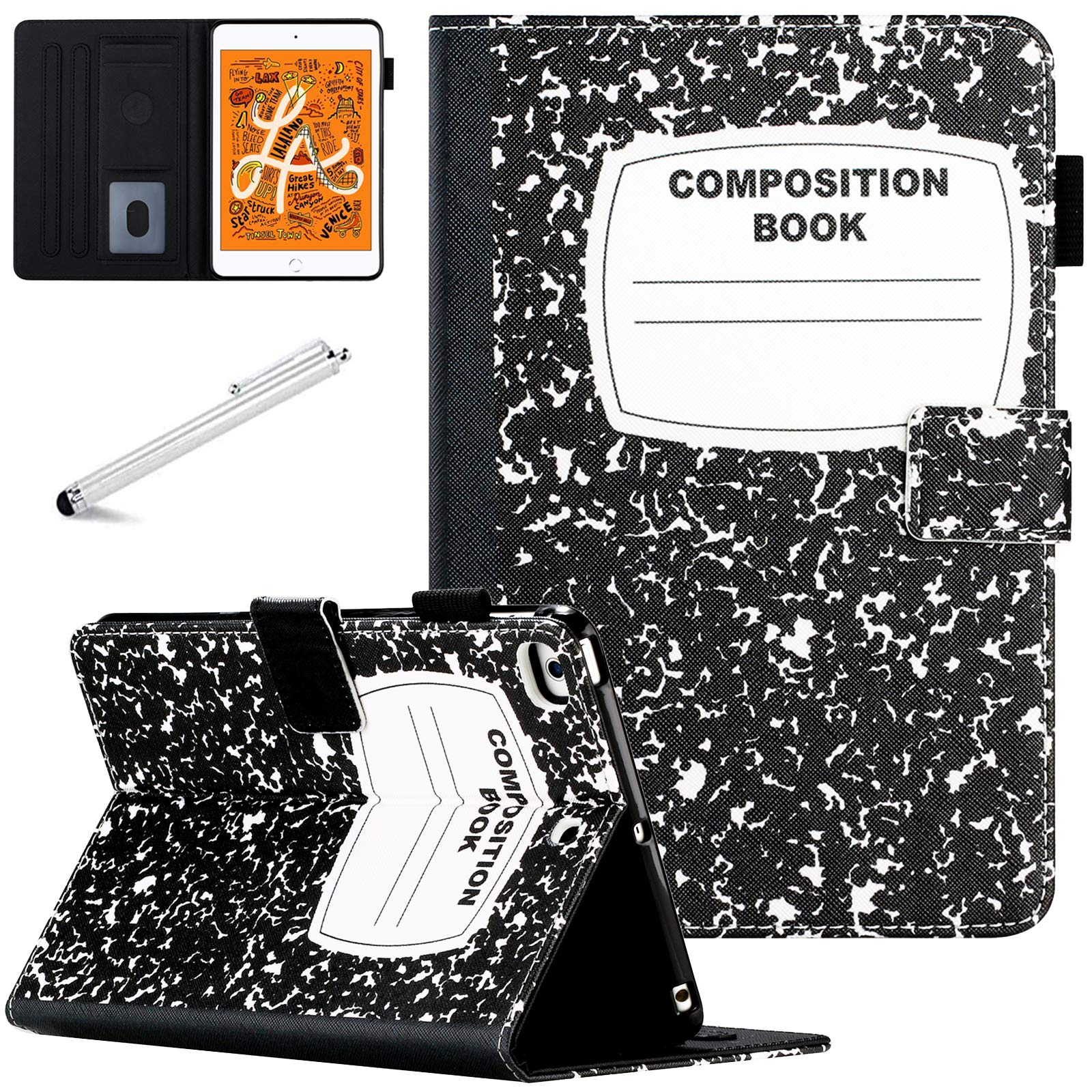 Premium PU Leather iPad Mini Case (1/2/3/4/5) - Smart Wake/Sleep Cover with Card Slot & Pen Holder | Slim Protective Stand Case for iPad Mini 5/4/3/2/1 | Perfect for Work, Travel & School Note-taking