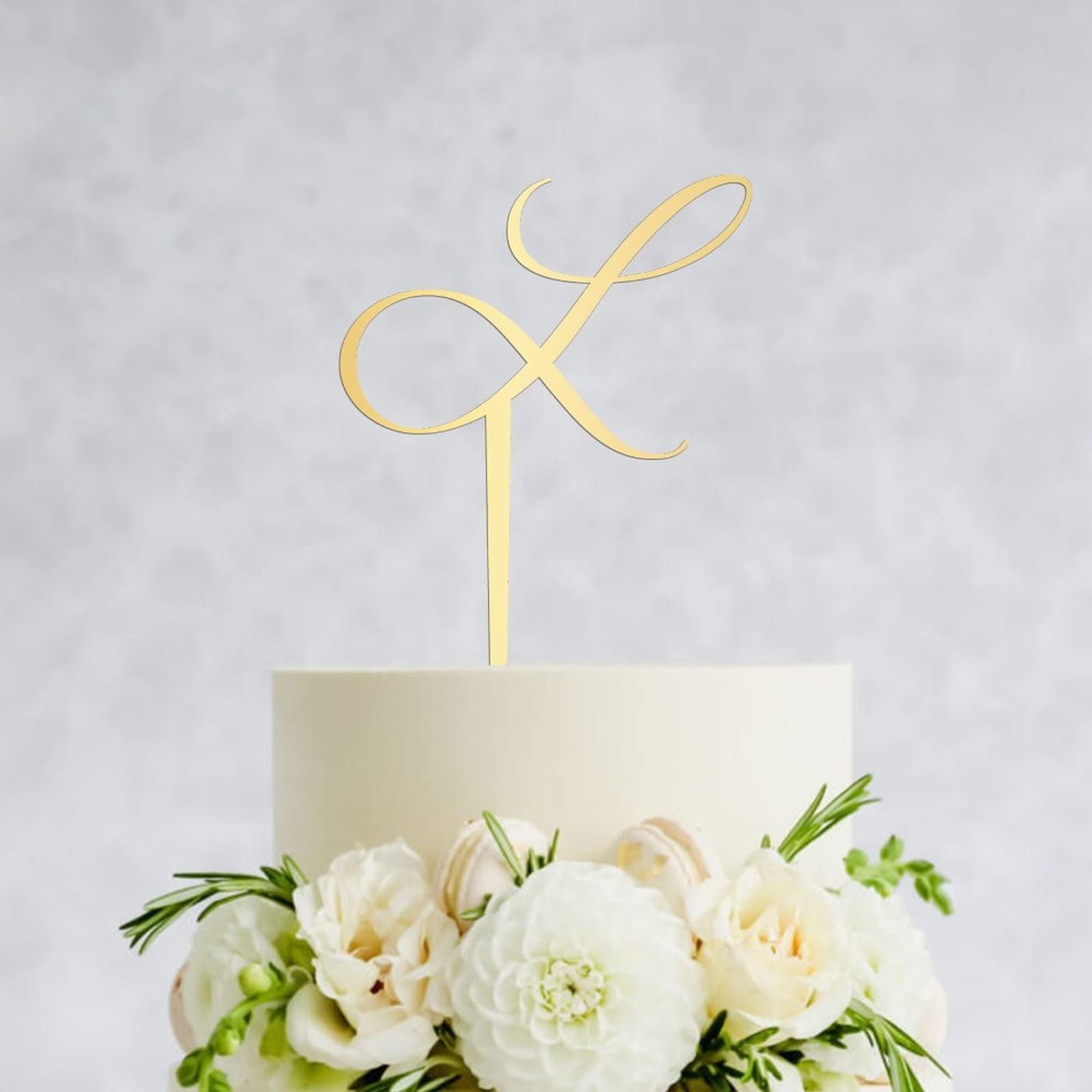 Personalized Acrylic Glitter Gold Letter L Cake Topper - Rustic Wedding, Anniversary & Engagement Party Decor - Custom Initials for Cakes, Cupcakes & Desserts