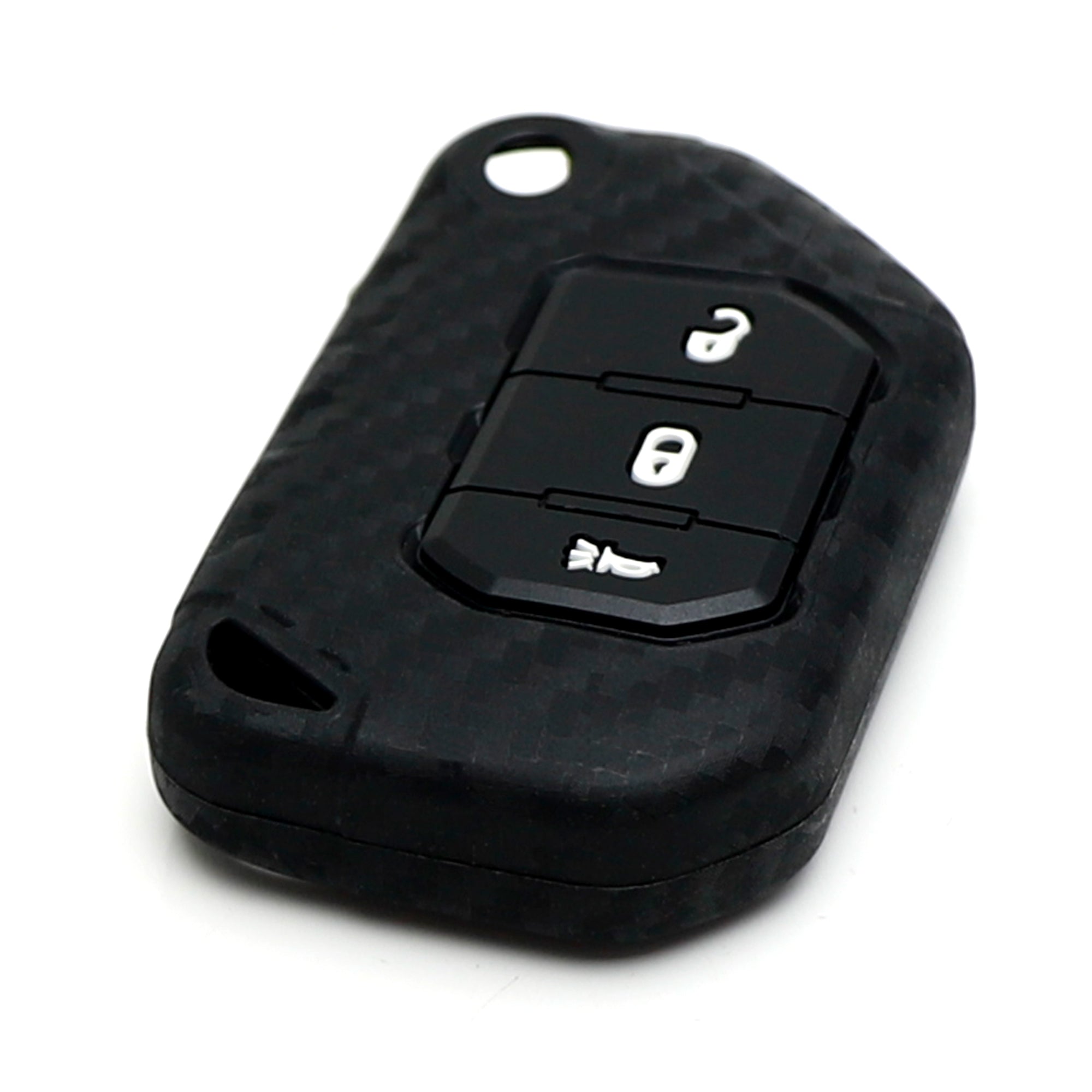 Premium Carbon Fiber Silicone Key Fob Cover for Jeep Wrangler JL & Gladiator JT (2018-2023 Models) - Durable Protection & Stylish Upgrade for Off-Road Adventures