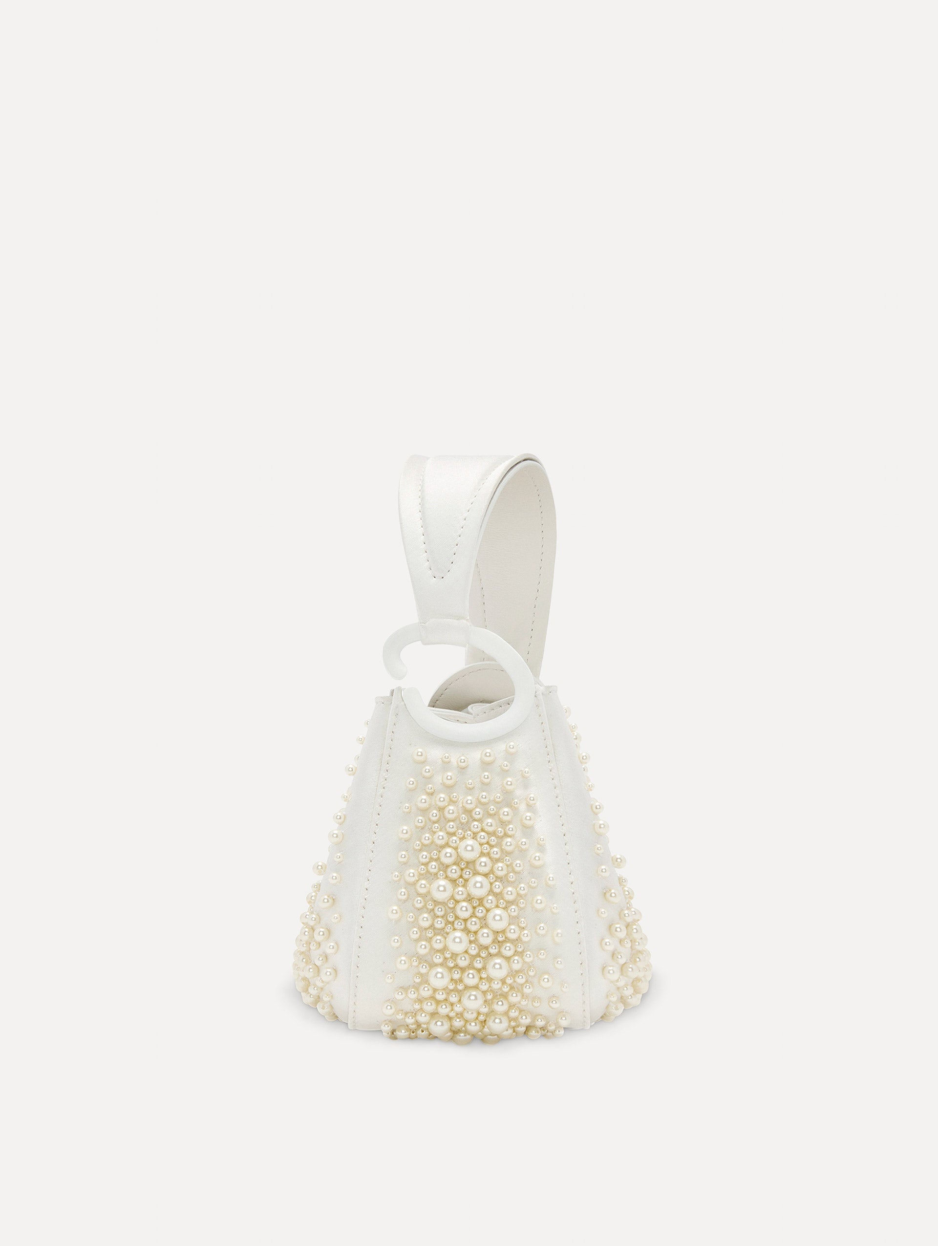 Luxury Nano Pearl Embroidered O Handle Handbag for Women - Elegant Evening Clutch & Wedding Party Purse