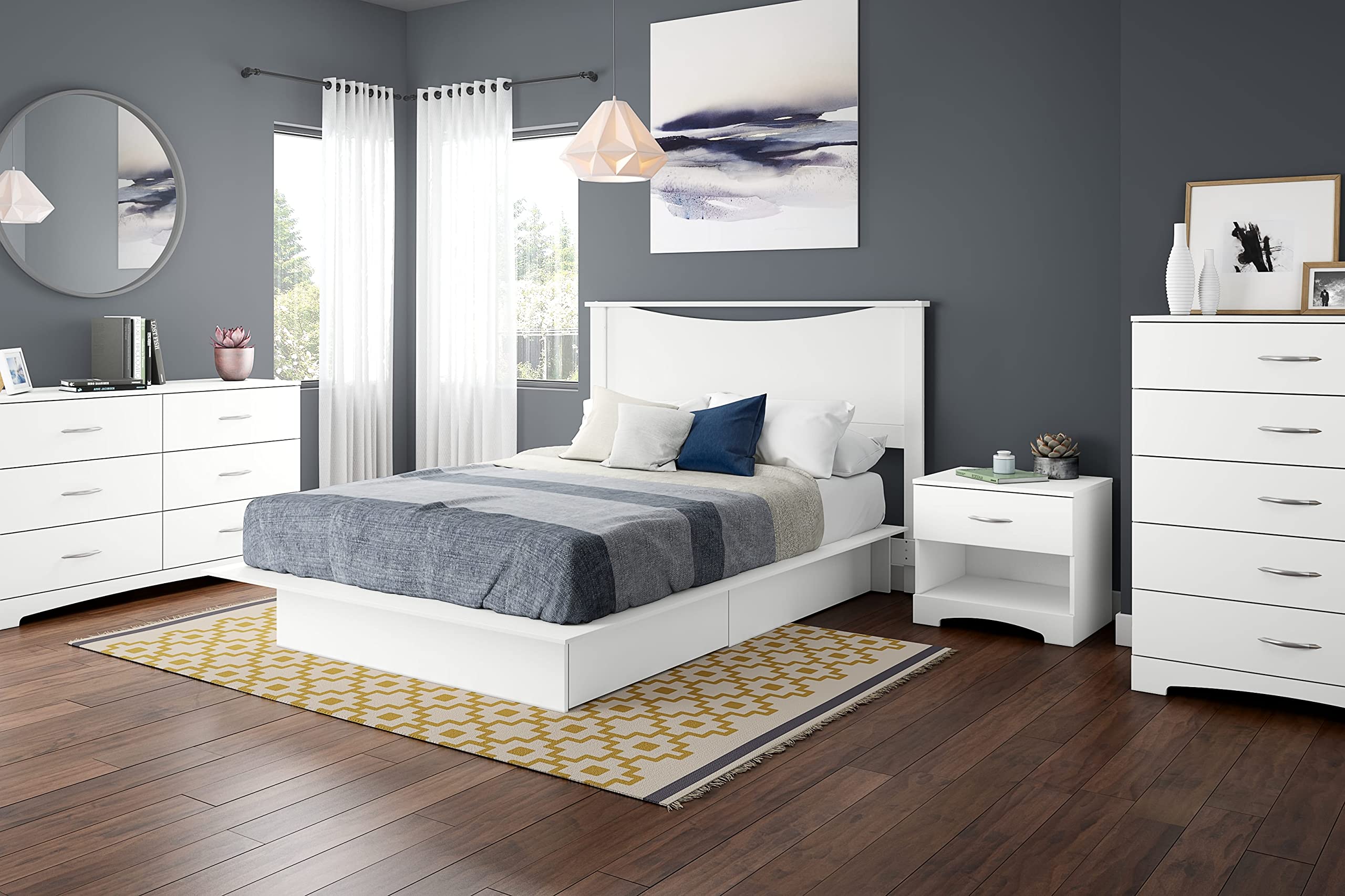 South Shore Step One 1-Drawer Nightstand, Pure White - Modern Bedside Table for Small Spaces, Perfect for Bedrooms, Dorms & Apartments - Sturdy Wood Construction with Smooth Gliding Drawer