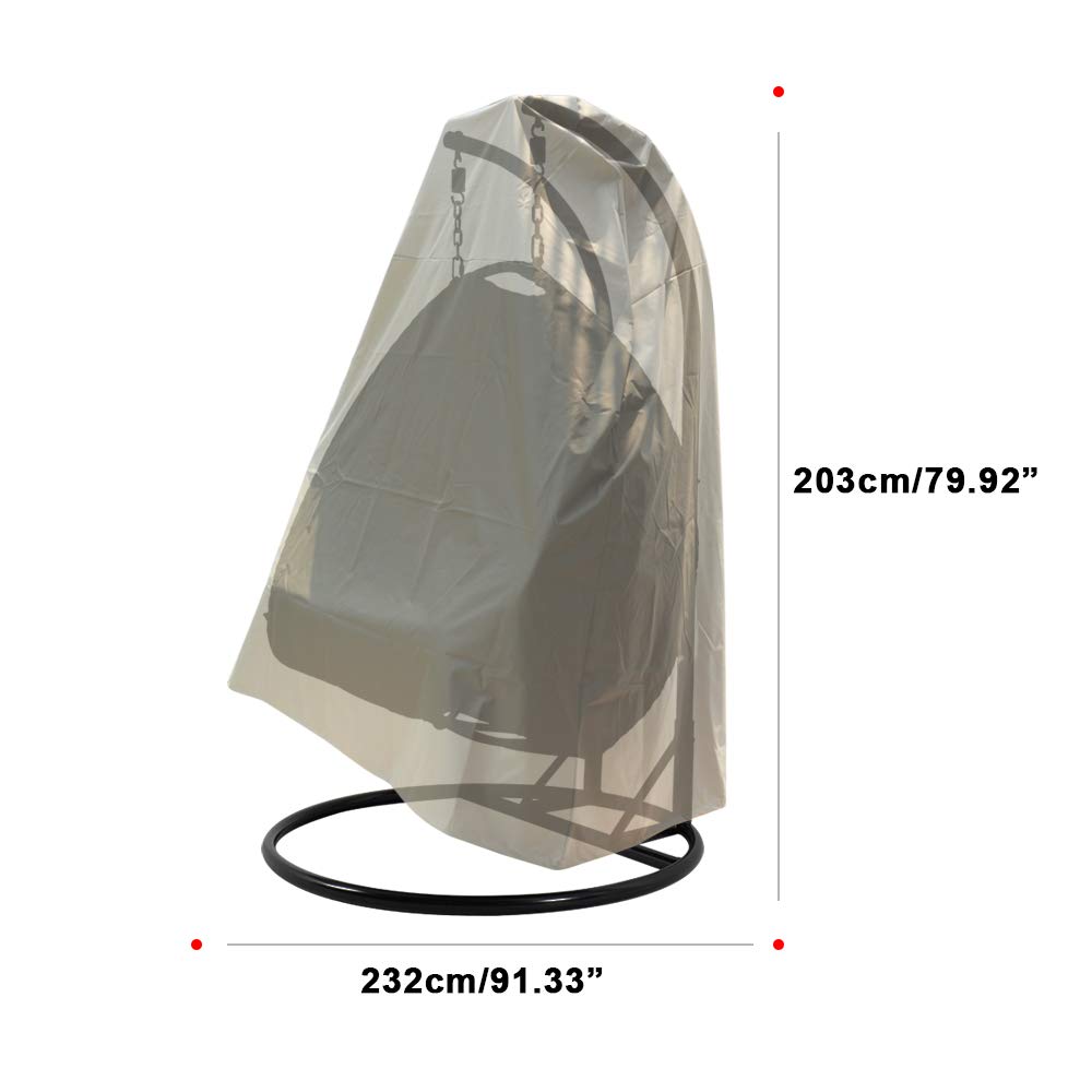 LeisureMod Hanging Swing Egg Chair - Indoor/Outdoor Patio Hammock with Canvas Cover - Perfect for Backyard, Garden, Balcony & Porch Relaxation