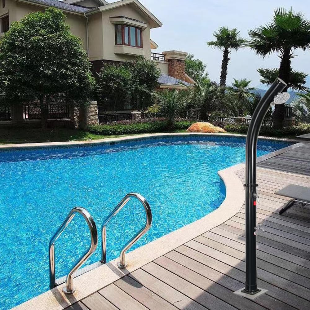 5.3 Gallon Solar Outdoor Shower with 360° Swivel Head - Freestanding 7.2FT Garden Shower with Temperature Control & Foot Wash - Perfect for Poolside, Backyard, Beach, and Camping Use