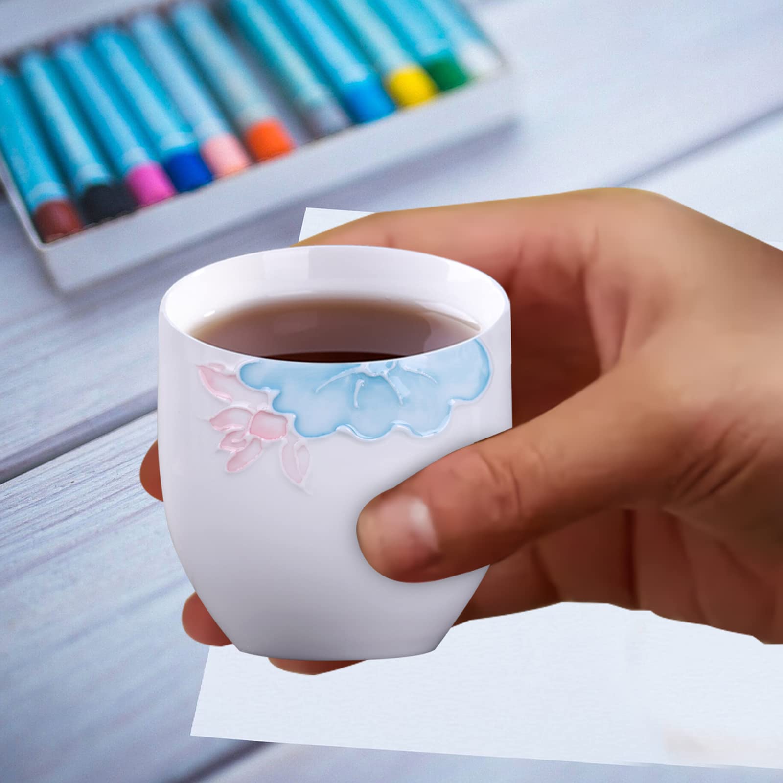 Premium 5oz Porcelain Espresso Cups Set of 6 - Elegant Mini Coffee Mugs & Demitasse Cups for Tea, Latte, Milk - Perfect for Home, Office & Cafe Use