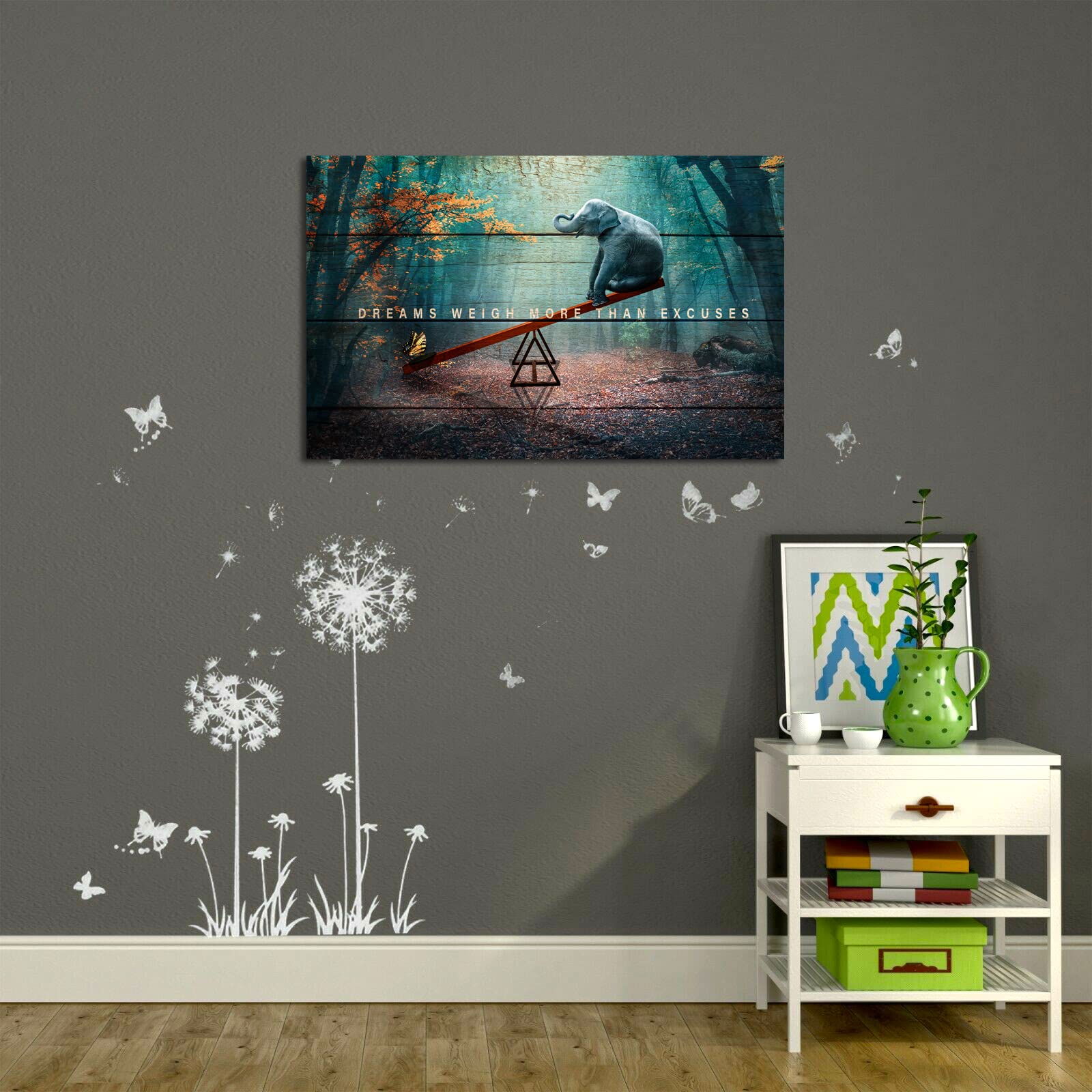 Dreams Weigh More Than Excuses Motivational Wall Art - Inspirational Canvas Print & Poster for Home Gym, Office Decor - Uplifting Quote Painting for Workout Spaces & Professional Environments