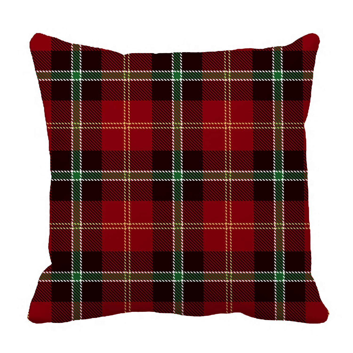 Tartan Pattern Pillow Cover 16x16 Inch - Plaid Decorative Cushion Case for Sofa, Bed, Living Room & Home Decor