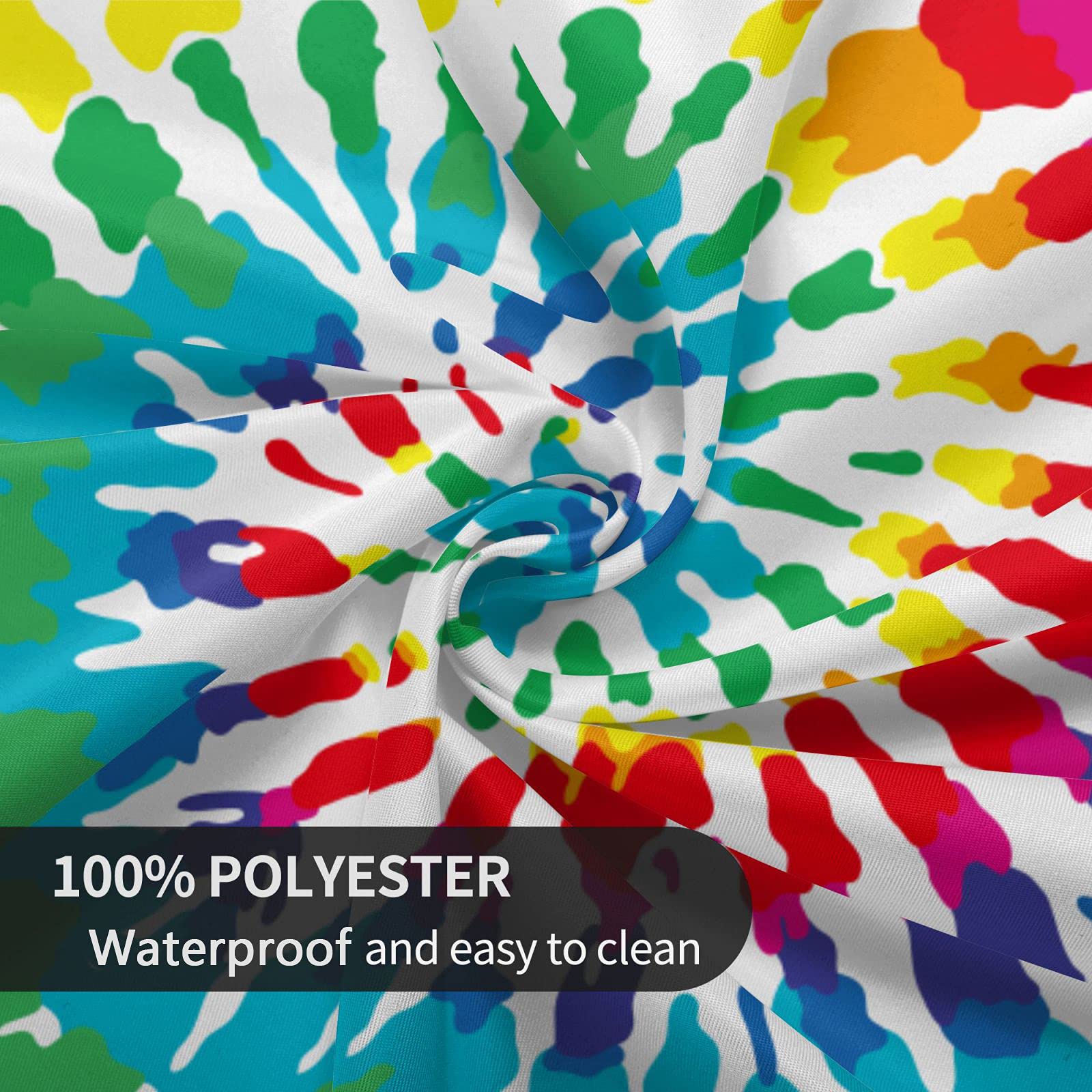 Vibrant Tie-Dye Rainbow Peace Round Tablecloth - Thickened Washable Table Cover for Kitchen, Dining, Party Decor (60 Inch) | Perfect for Boho Home Decor, Outdoor Picnics & Festive Gatherings