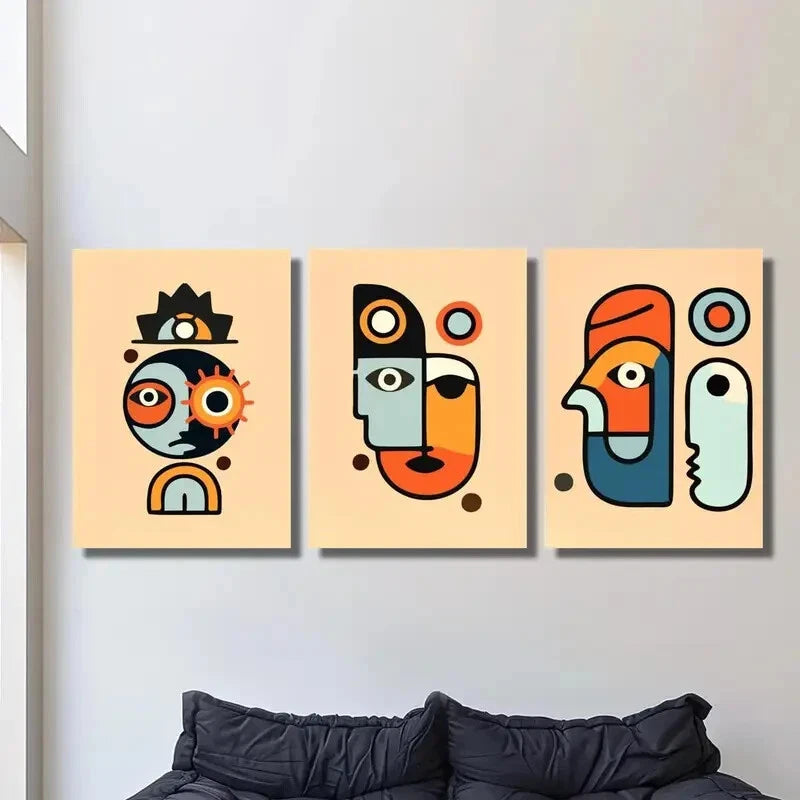 3-Piece Bohemian Abstract Art Metal Print Set - Ready to Hang Wall Decor for Living Room, Bedroom & Office | Modern Home & Office Decor