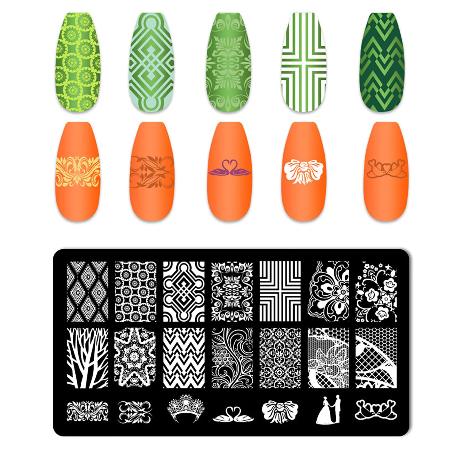 5-Piece Nail Stamp Kit with Stamper, Scraper & Floral Lace Stamping Plates - French Tip Nail Art Tools & Stencils for DIY Manicures - Perfect for Home Salon, Party Nail Designs & Professional Nail Art
