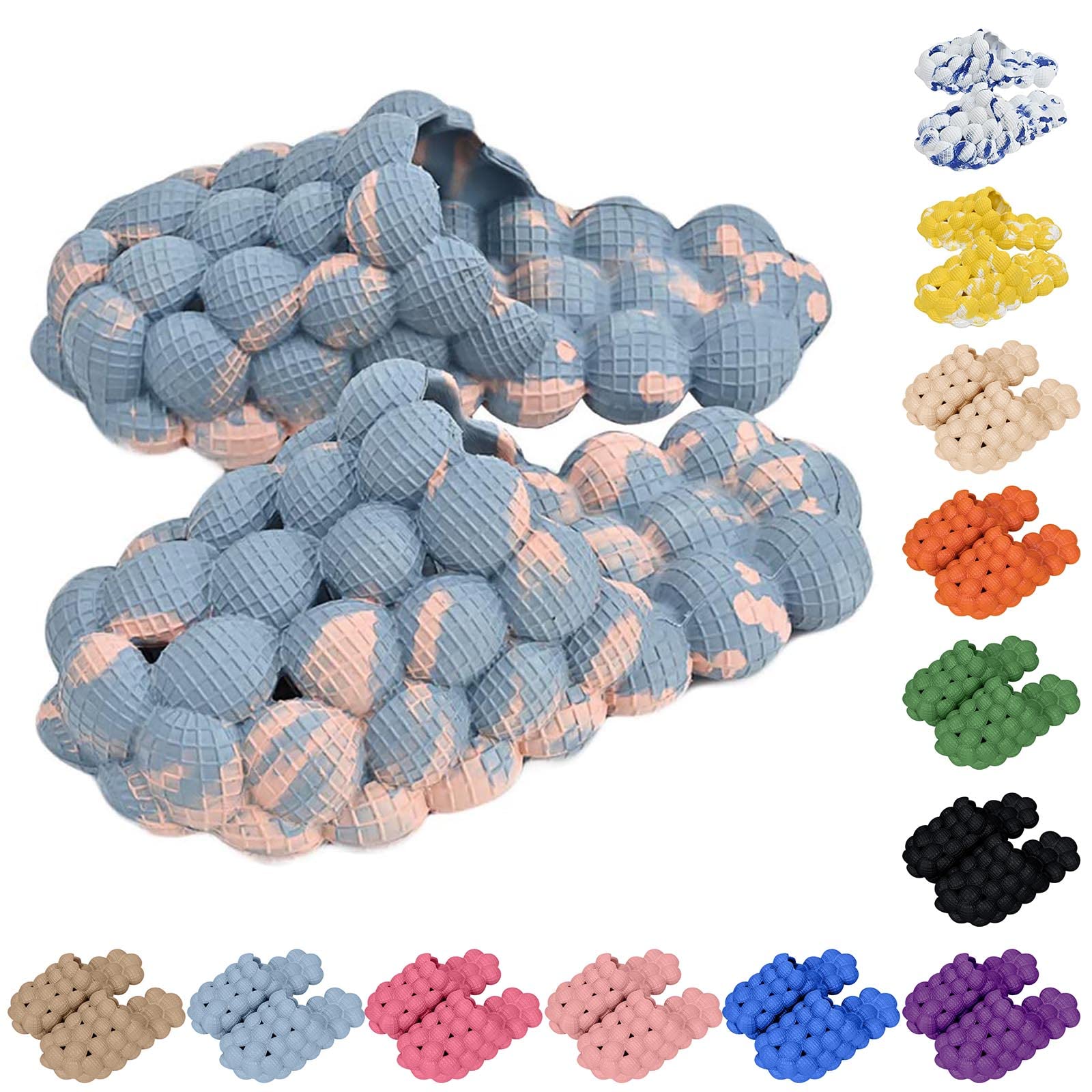 Women's & Men's Massage Slippers - Super Soft Lychee Bubble Slides, Breathable Bath & Beach Sandals for Home, Spa & Outdoor Use