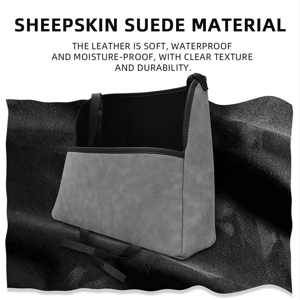 Premium Suede Car Seat Storage Organizer - Large Capacity Adjustable Center Console Bag for Vehicles (Black) | Perfect for Road Trips, Daily Commutes & Keeping Your Car Neat