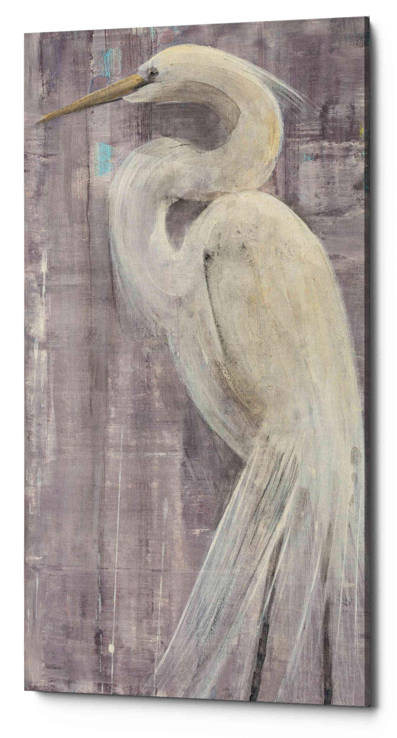 Coastal Egret II Legs Canvas Wall Art by Albena Hristova - 12x24 Inches Beach Themed Painting, Perfect for Living Room, Bedroom or Office Decor
