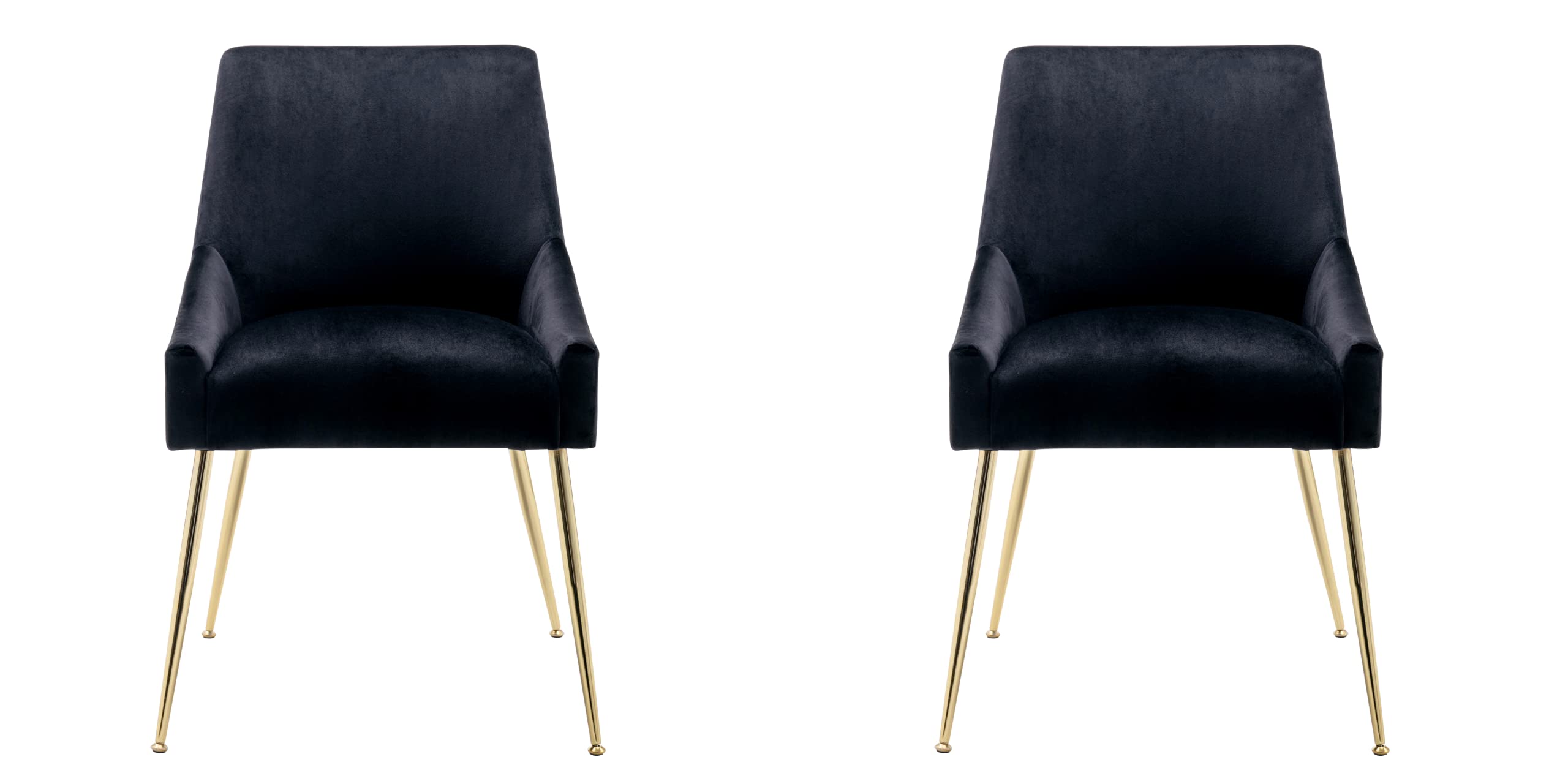 2-Piece Velvet Upholstered Accent Chairs with Metal Legs - Modern Indoor Furniture for Living Room, Dining Room, Bedroom, Office & Home Decor (Black) - Perfect for Lounge Seating, Reading Nook & Guest Accommodation