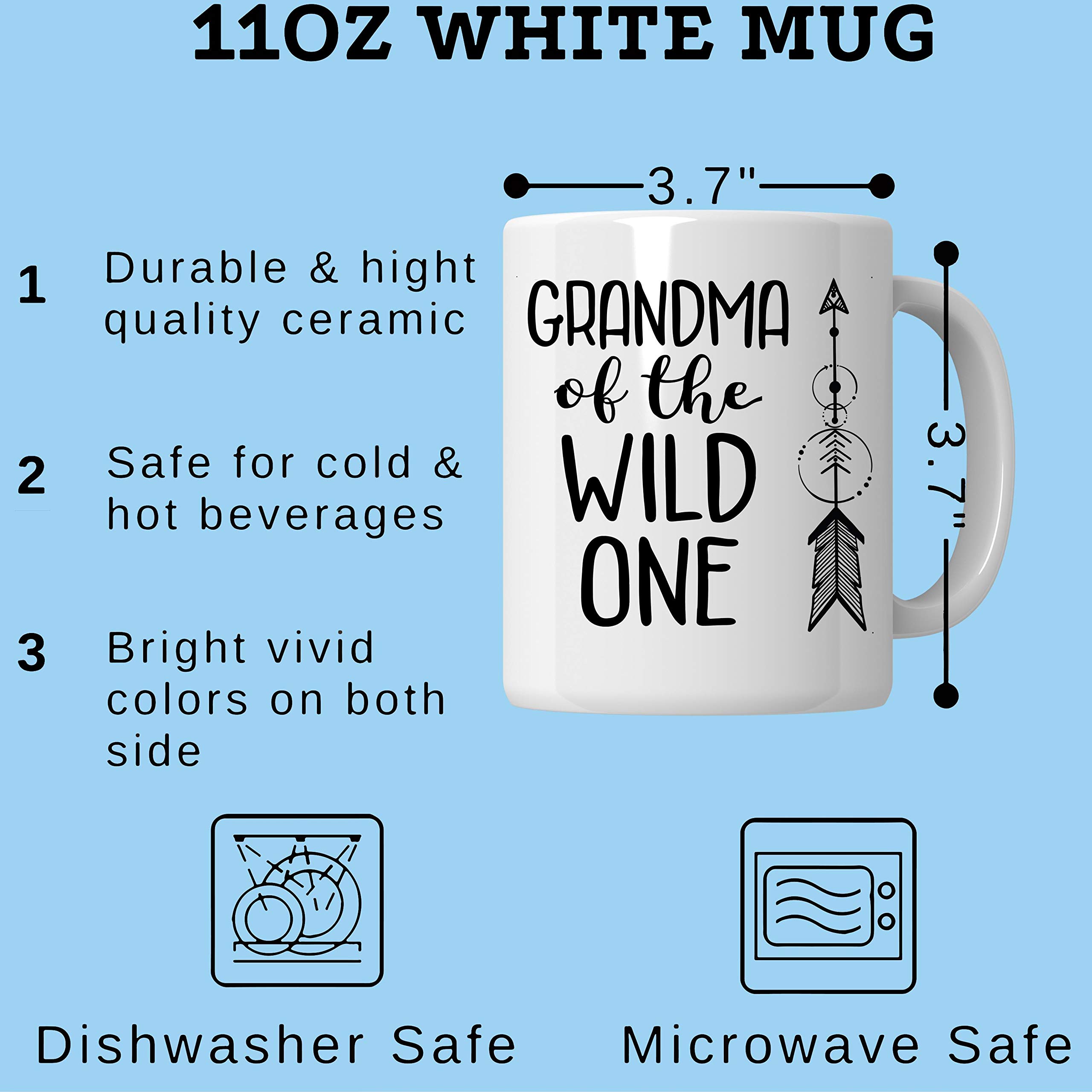 Funny Sarcastic Coffee Mug - 'Grandma of the Wild One' - 11Oz Ceramic Cup for Tea & Coffee - Perfect Gift for Birthday, Mother's Day, Retirement & Family Gatherings
