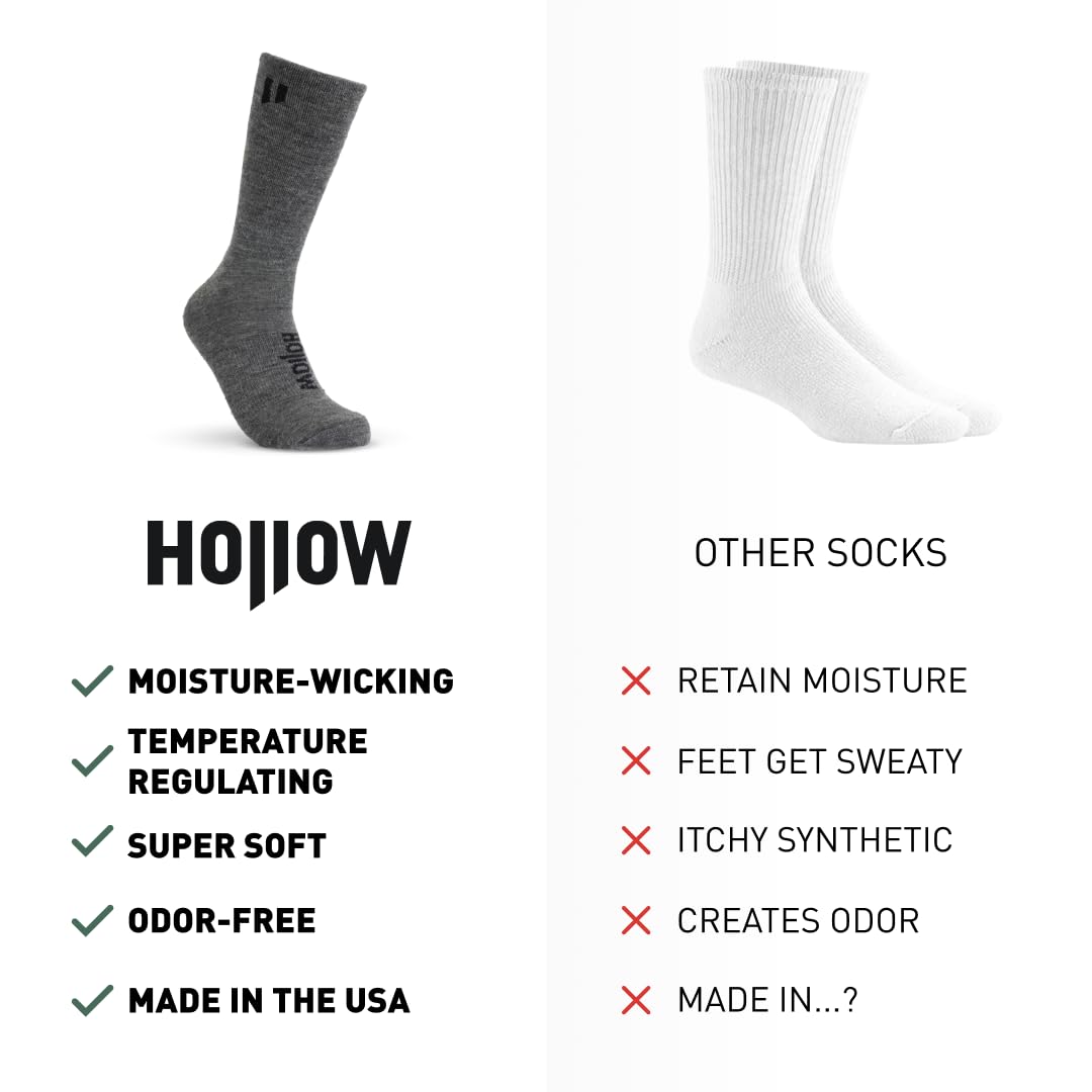 HOLLOW Alpaca Boot Socks for Men & Women - Moisture Wicking, Temperature Regulating Hiking & Running Socks - Perfect for Outdoor Adventures & Cold Weather Activities