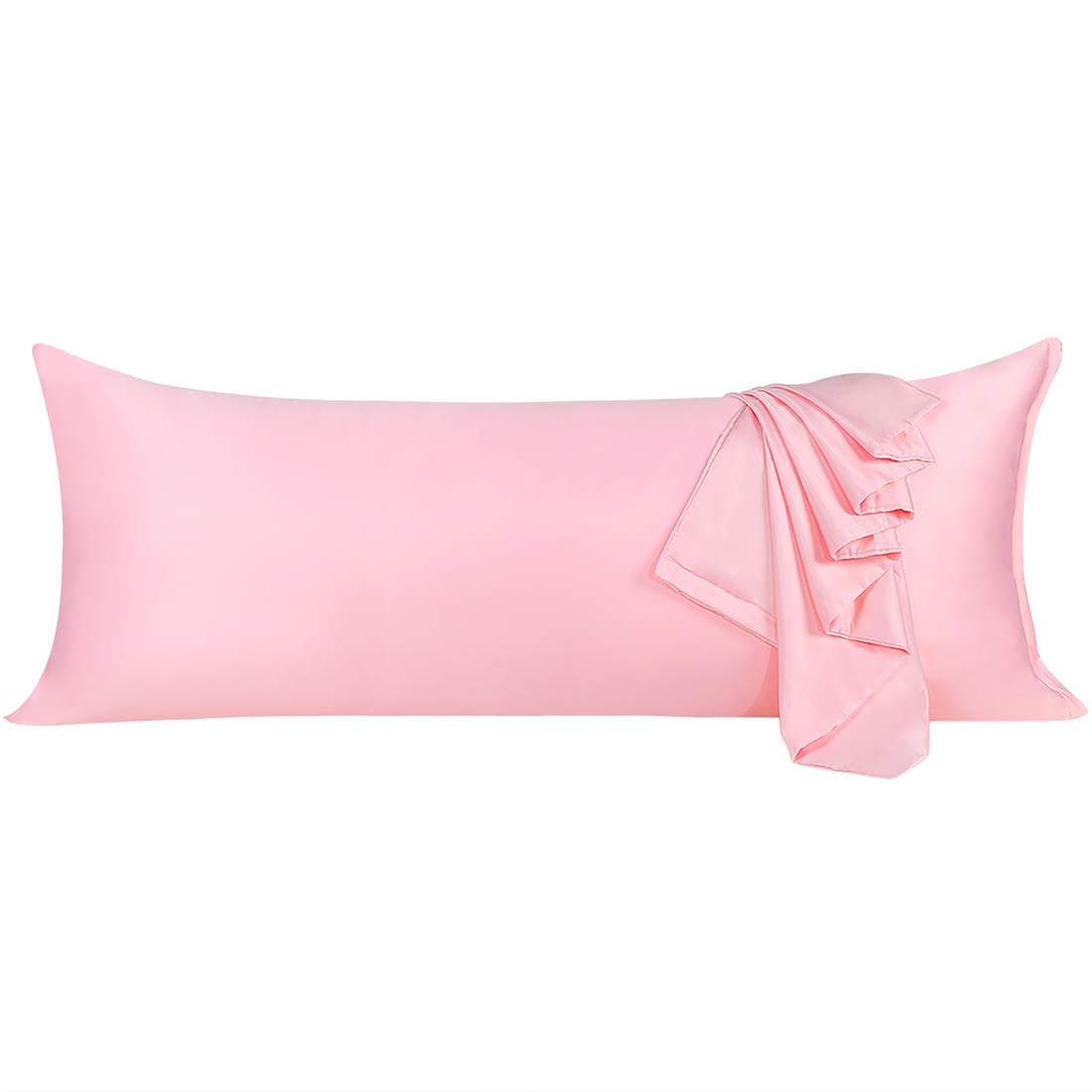 uxcell Satin Body Pillow Case - Pink Silky Pillow Cover for Hair & Skin Care, 21x54 Inch Long Zippered Pillowcase | Perfect for Bedroom, Travel & Hair Protection
