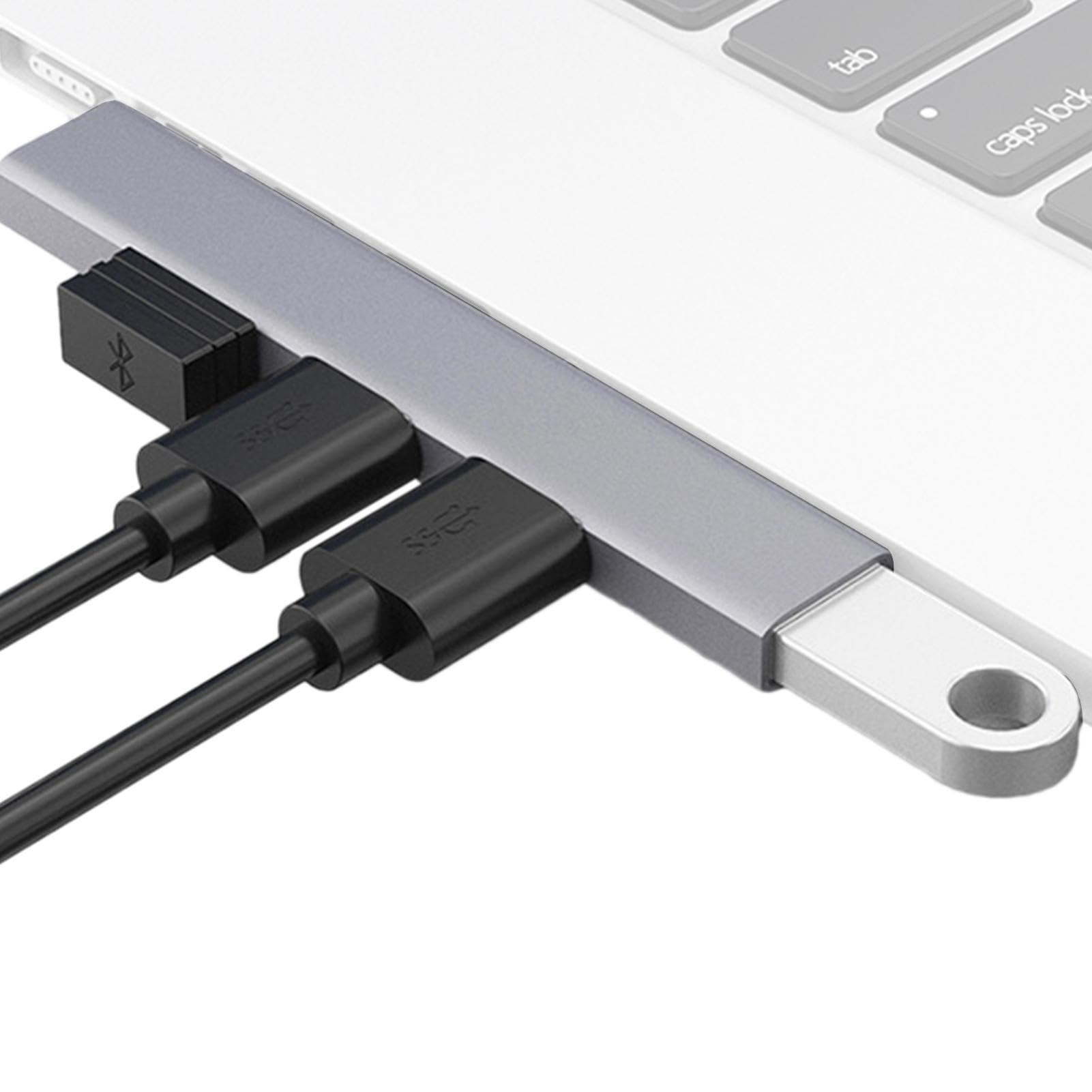 USB Hub 4-Port with Ethernet, Card Reader & Individual Switches - High-Speed USB Splitter & Port Expander for Laptop, PC, Mac - Portable Multiport USB Adapter for Office, Home & Travel Use