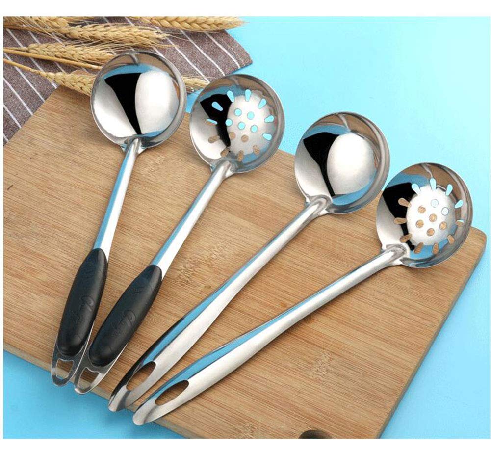 10-Piece Stainless Steel Kitchen Utensil Set - Soup Ladle, Colander Strainer, Serving Spoon & Cooking Tools (5 Color Options) - Perfect for Home Chefs, Restaurants & Meal Prep