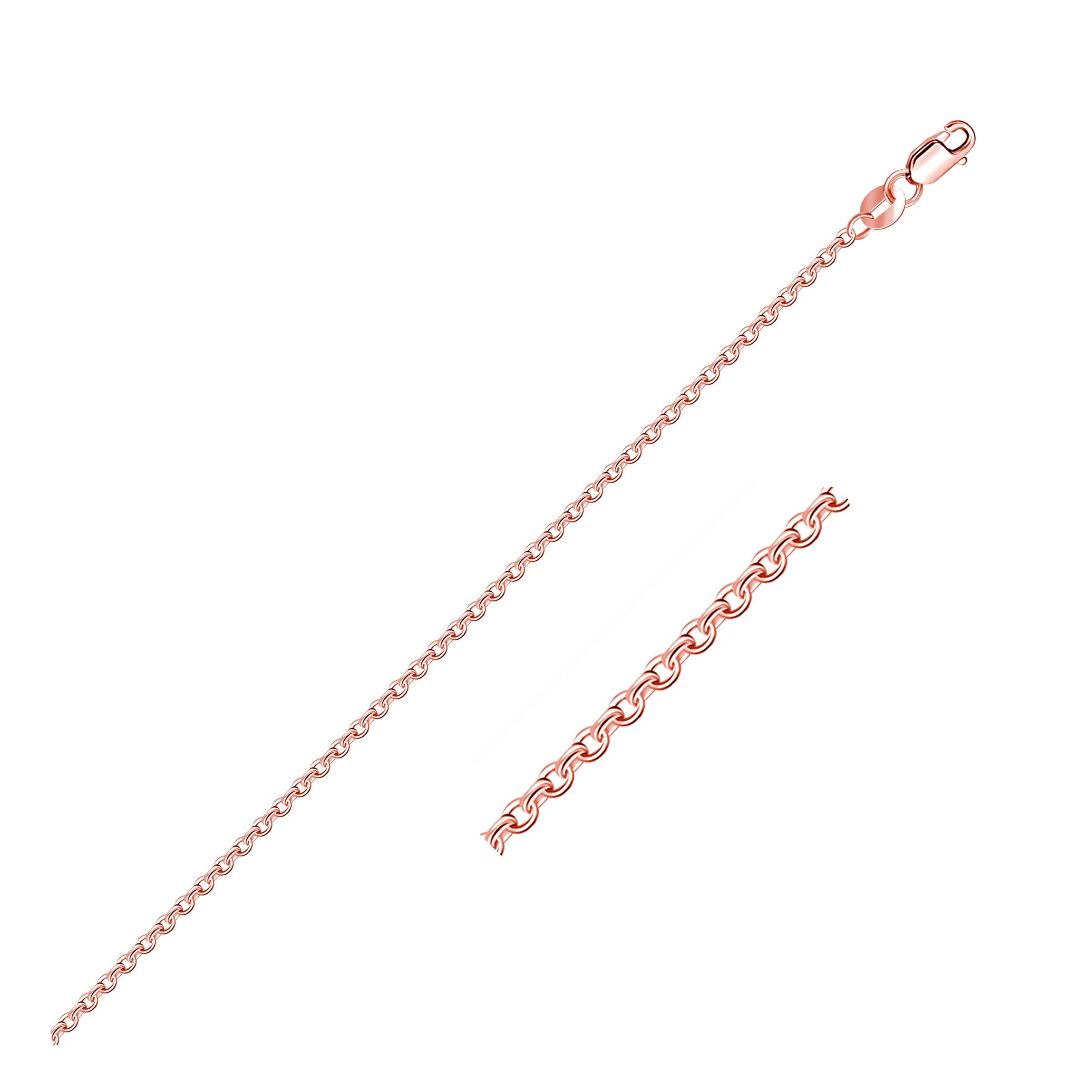 14K Rose Gold Diamond Cut Cable Link Chain Necklace - 1.3mm Dainty Women's Jewelry for Everyday Wear & Special Occasions