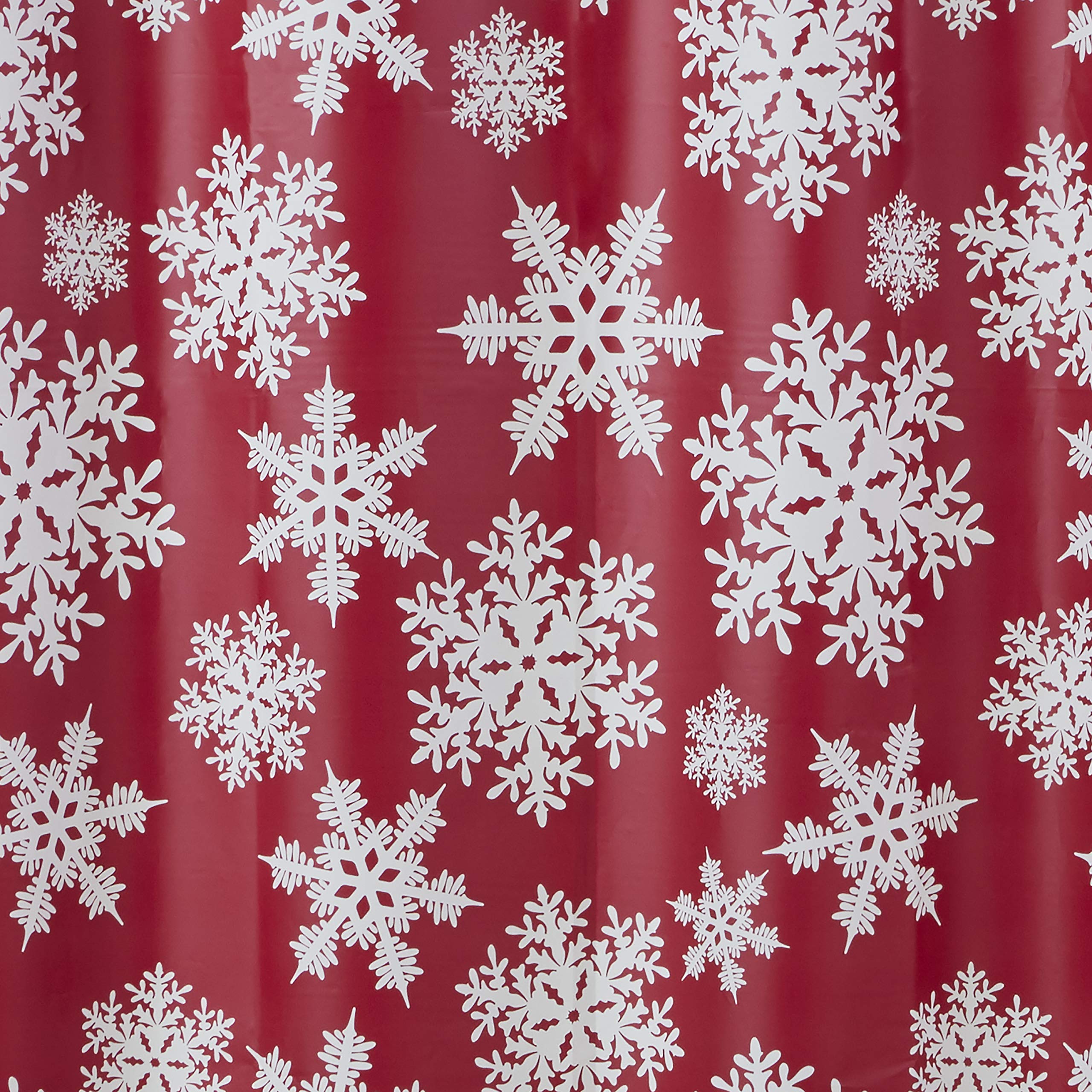 SKL Home Red Shower Curtain with Frosty Design - Waterproof Bathroom Decor for Modern Homes - Perfect for Bathrooms, Guest Rooms & Dormitories