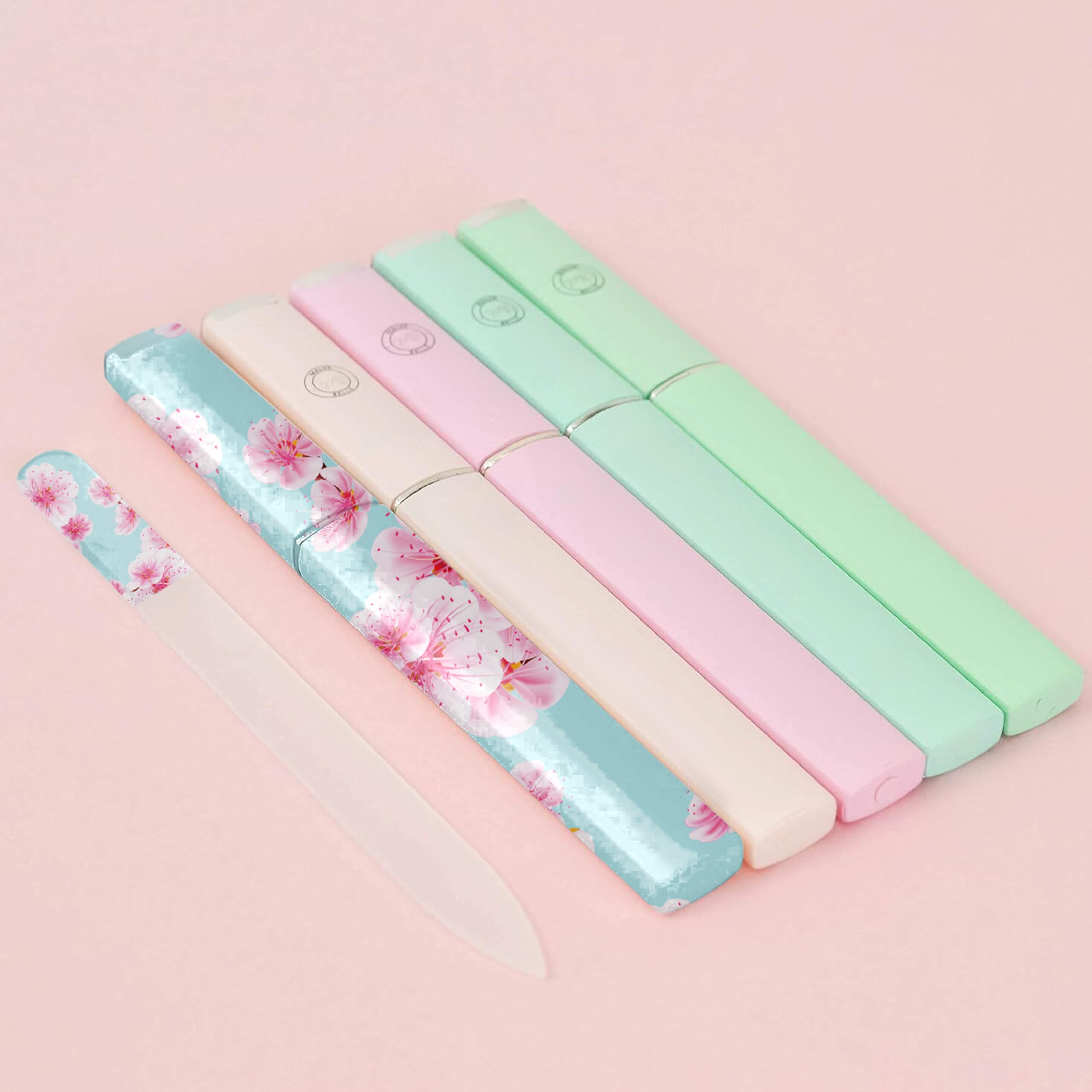 Premium Crystal Glass Nail File Set for Women - 3mm Blossom Design Professional Nail Shaper with Travel Case - Natural & Gel Nails Care - Perfect for Home, Salon Use & Travel Essentials