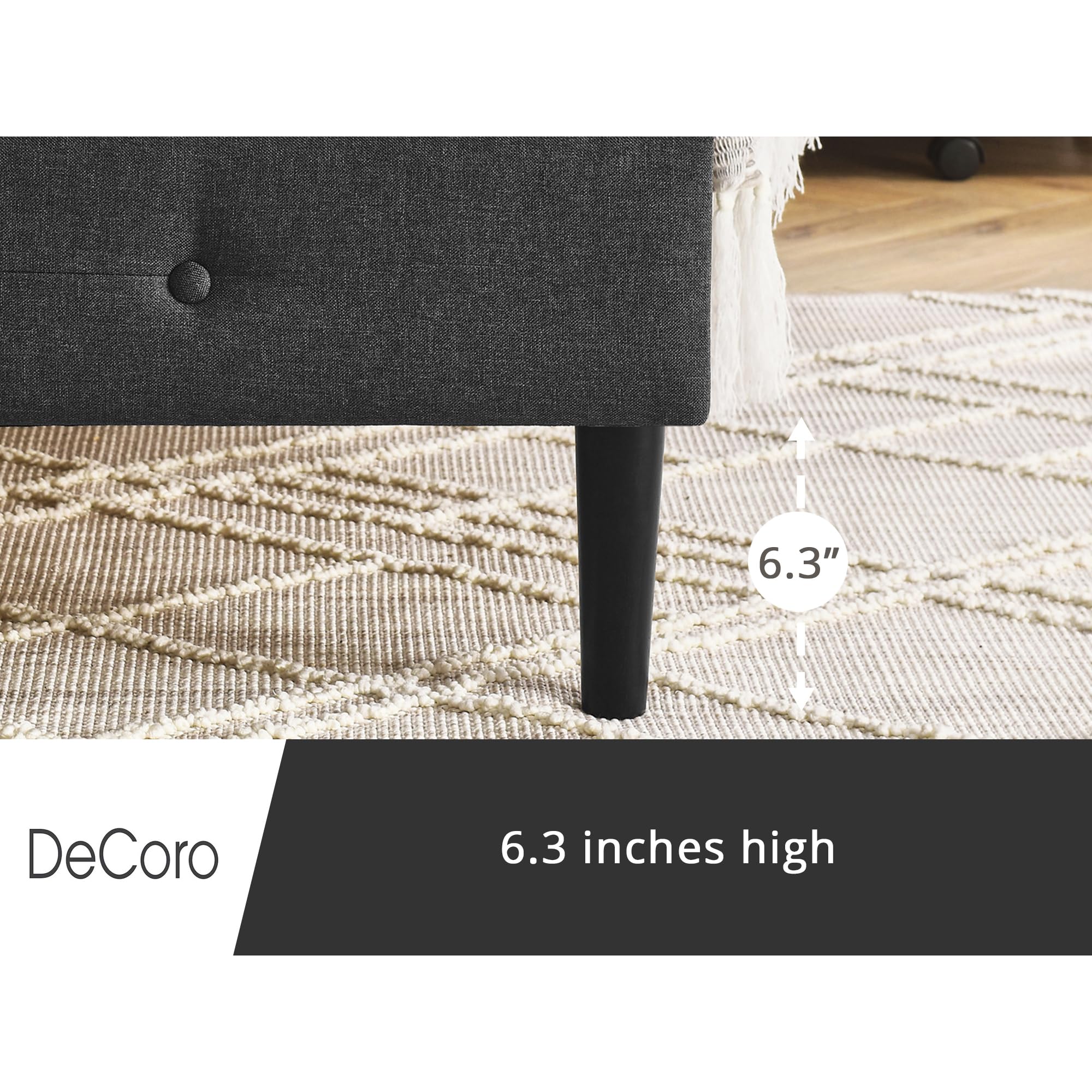 Cambridge Upholstered Wooden Platform Bed Frame - King Size Dark Grey - Modern Bedroom Furniture for Master Bedroom & Guest Room