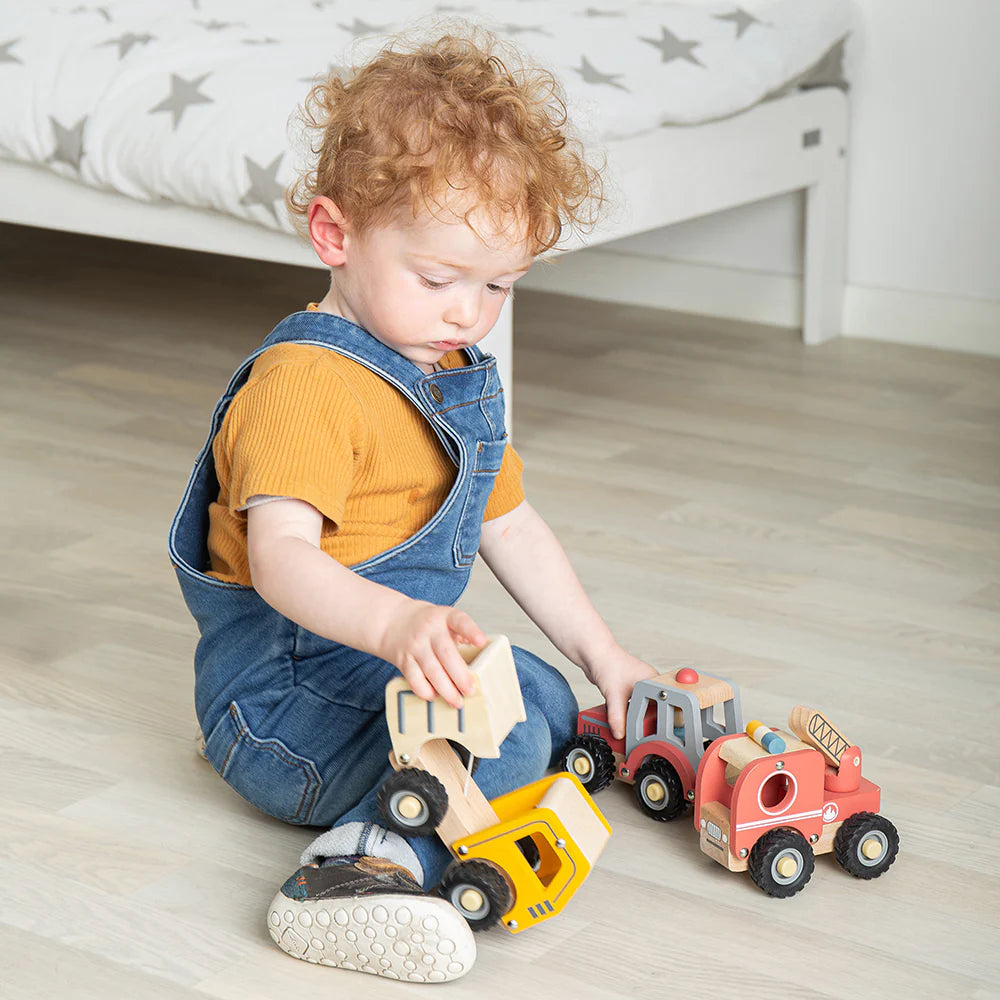 Wooden Mini Fire Truck Toy for Kids - Realistic Design with Moving Wheels - Perfect for Pretend Play, Birthday Gifts & Collectors
